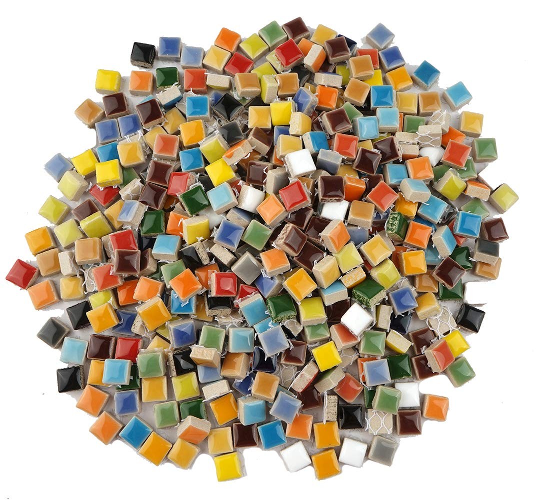Lanyani 784 Pieces Colorful Tiny Square Ceramic Mosaic 1/2 Inch,