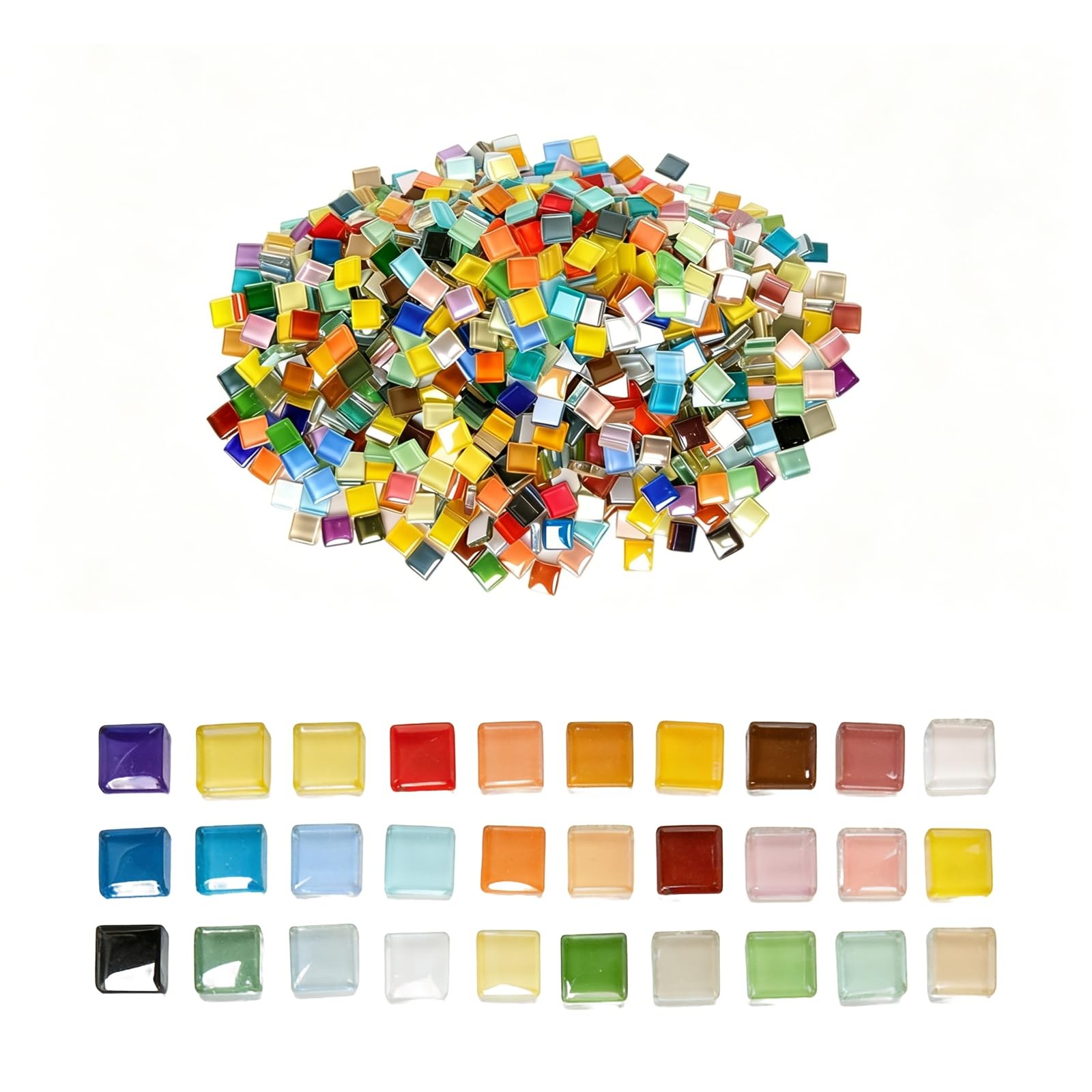 1.1 Pounds Mixed Glass Mosaic Tiles 550pcs Stained Glass Pieces for Square Bu…