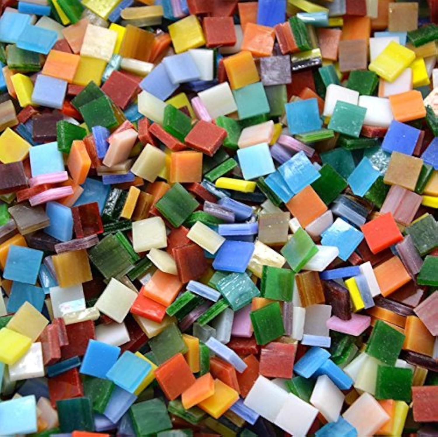 Lanyani 800 Pieces Mosaic 1 x 1 centimeters, Rainbow Square (Opaque-1.1lb)