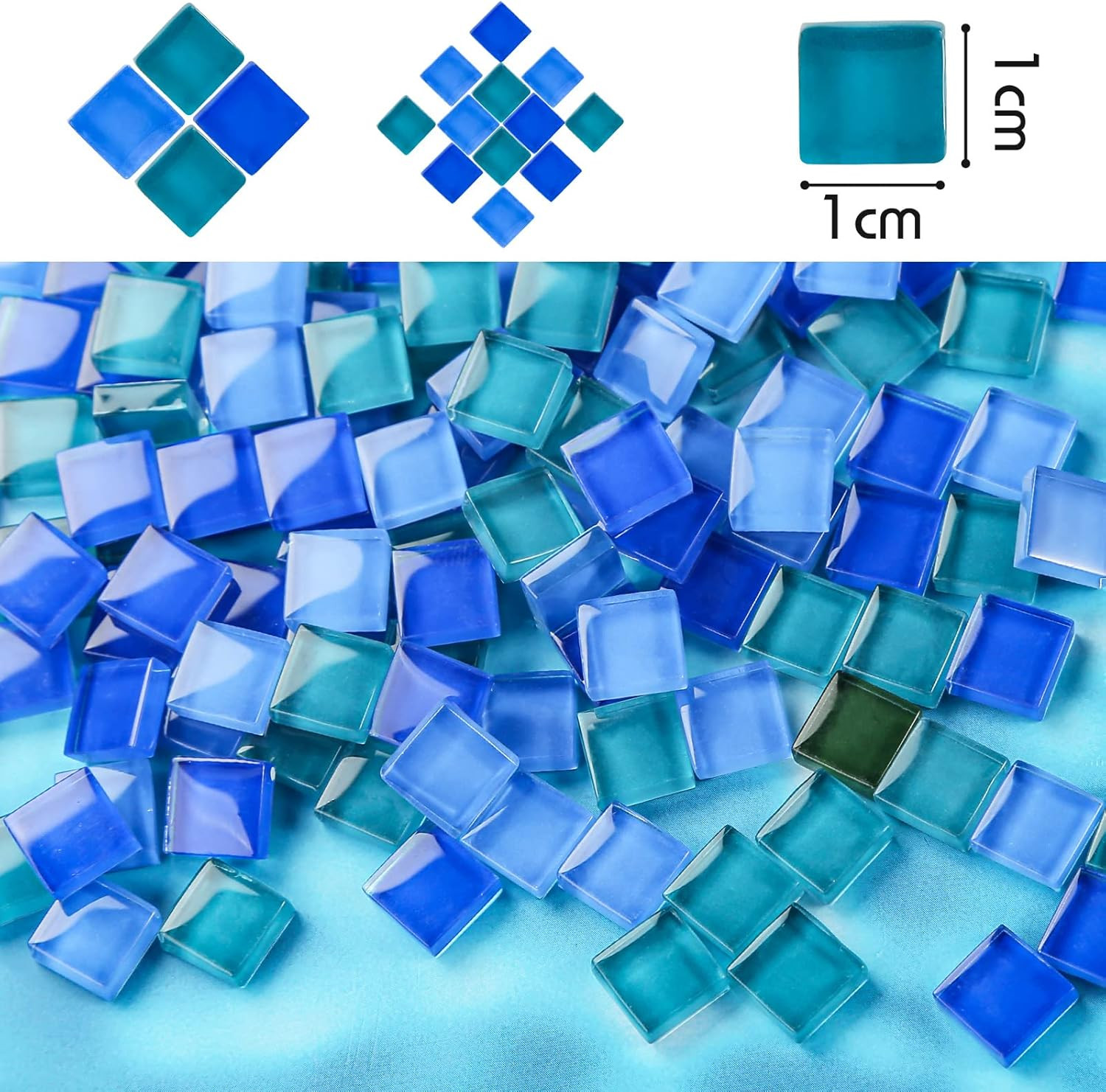 Glass Mosaic Tiles 0.3LB, 4 Shapes Stained Glass Pieces for DIY Crafts, Home Dec