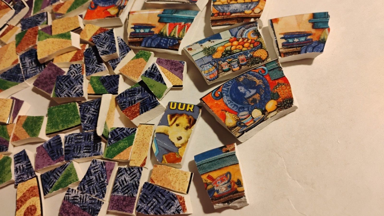 1 Lbs Fruit Bowls Blue Broken China Plate Lot #31 Mosaic Tiles