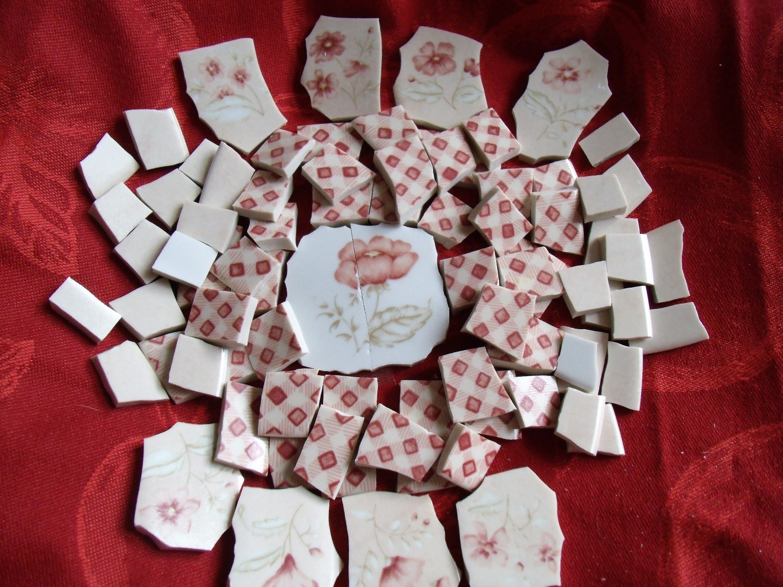 Broken China Mosaic Tiles -NORFOLK ROSE mosaic tiles