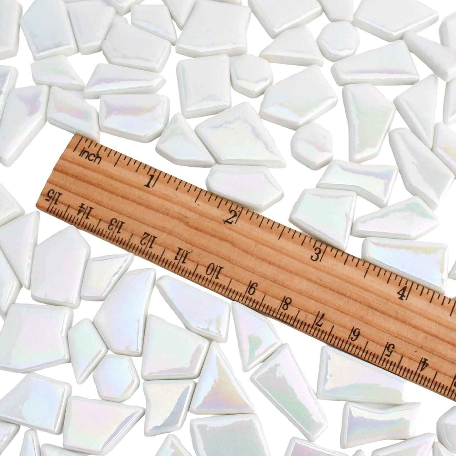 Art Deco Iridescent White Mosaic Tiles 200g – Crafting Essential for All Levels