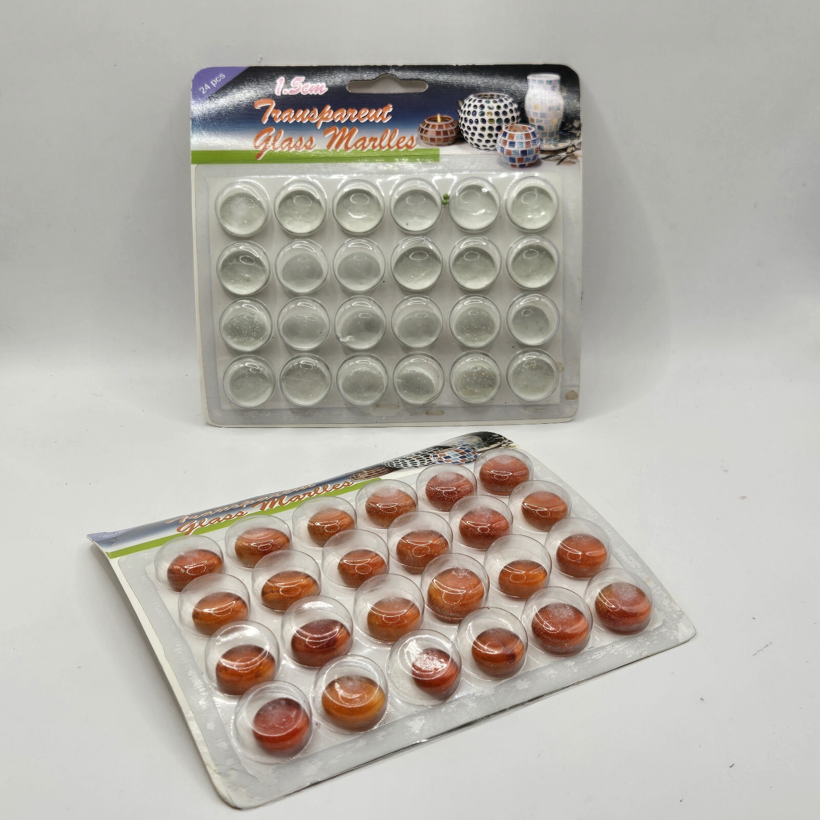 Orange And Clear 2 Glass Craft, Mosaic Gems, Aquarium Pebbles – 24 pcs – Med ¾”