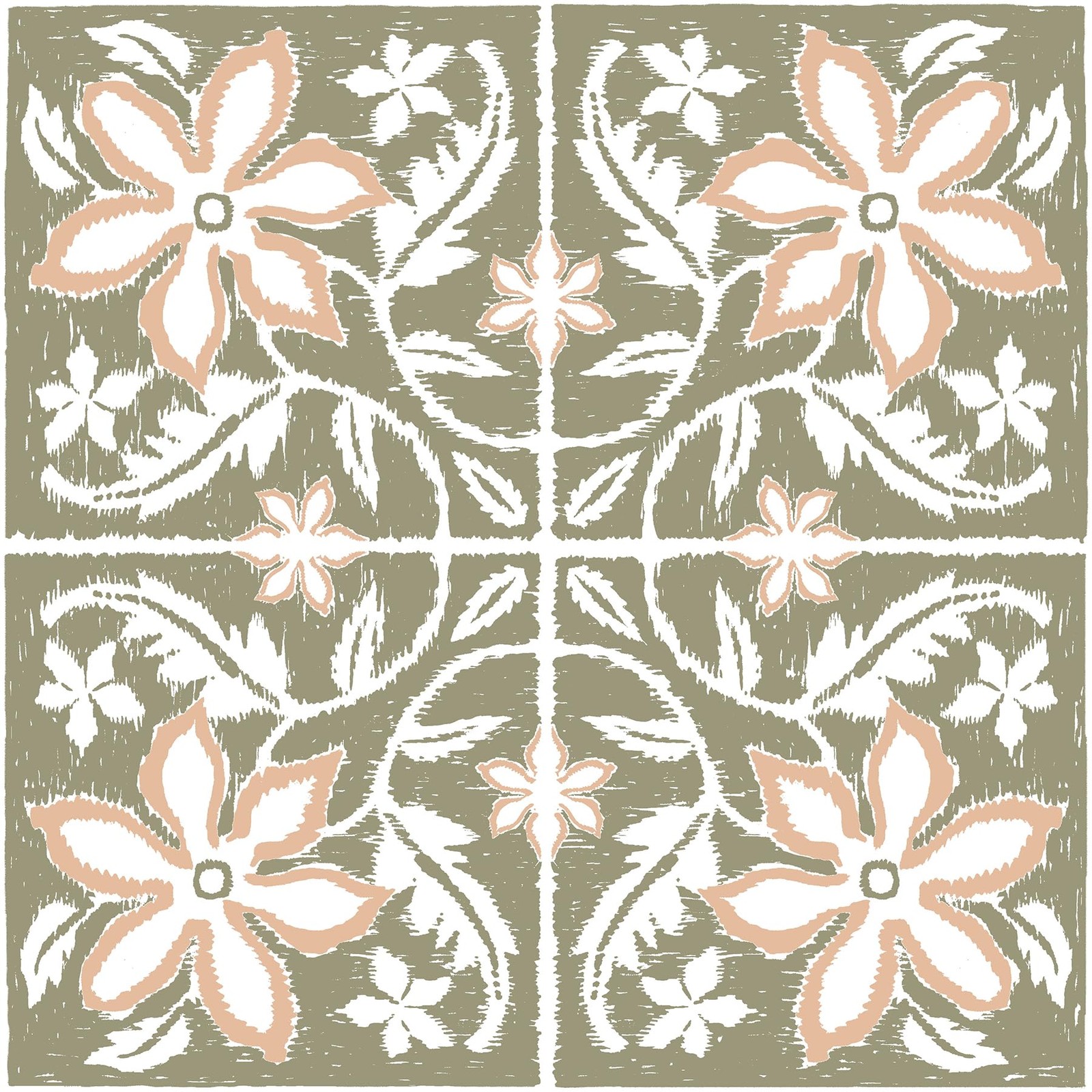 Lillium Green Peel And Stick Floor Tiles Floral Removable Vinyl Flooring