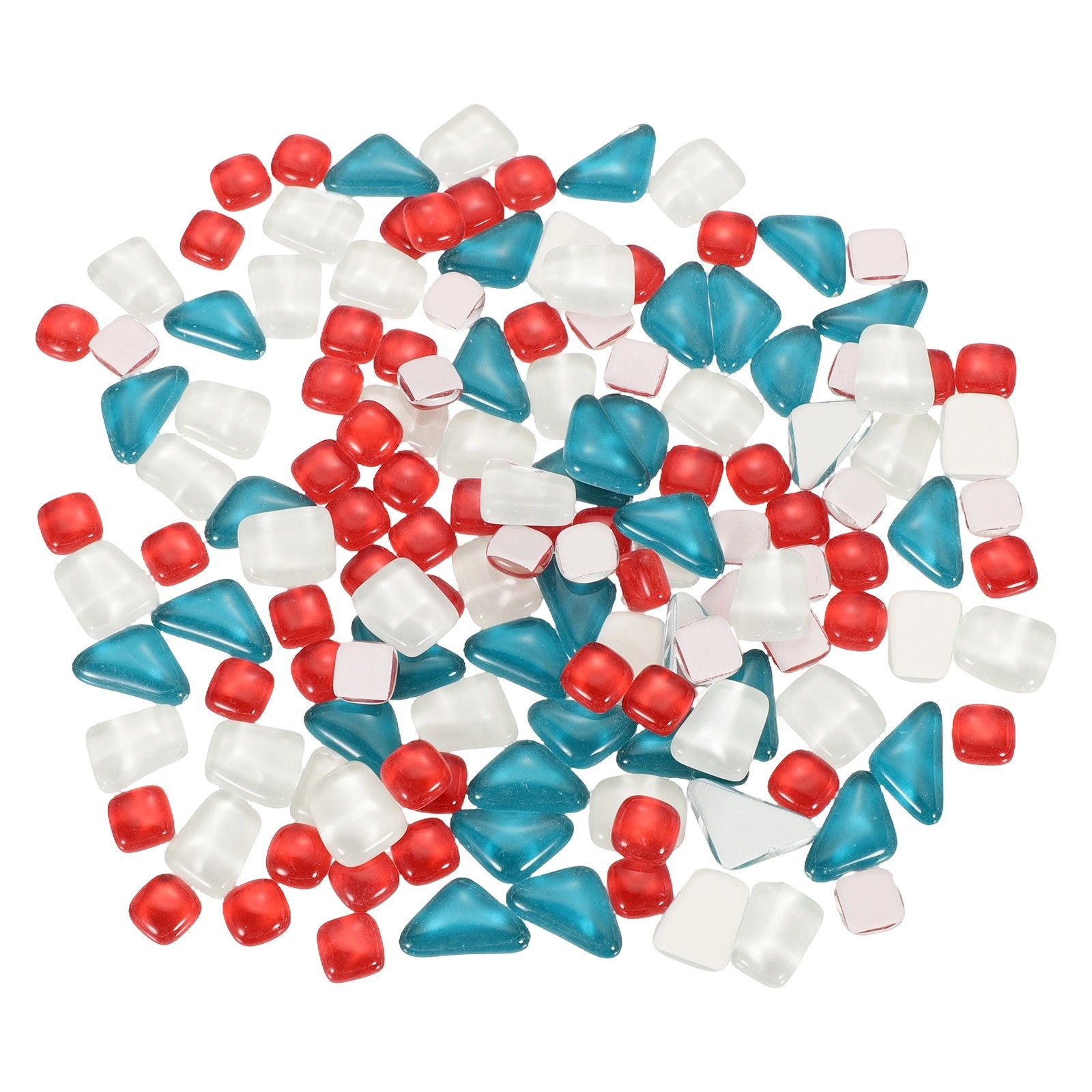 Glass Mosaic Tiles Irregular Tiny Ceramic Mosaic Glass(Red Cyan White)