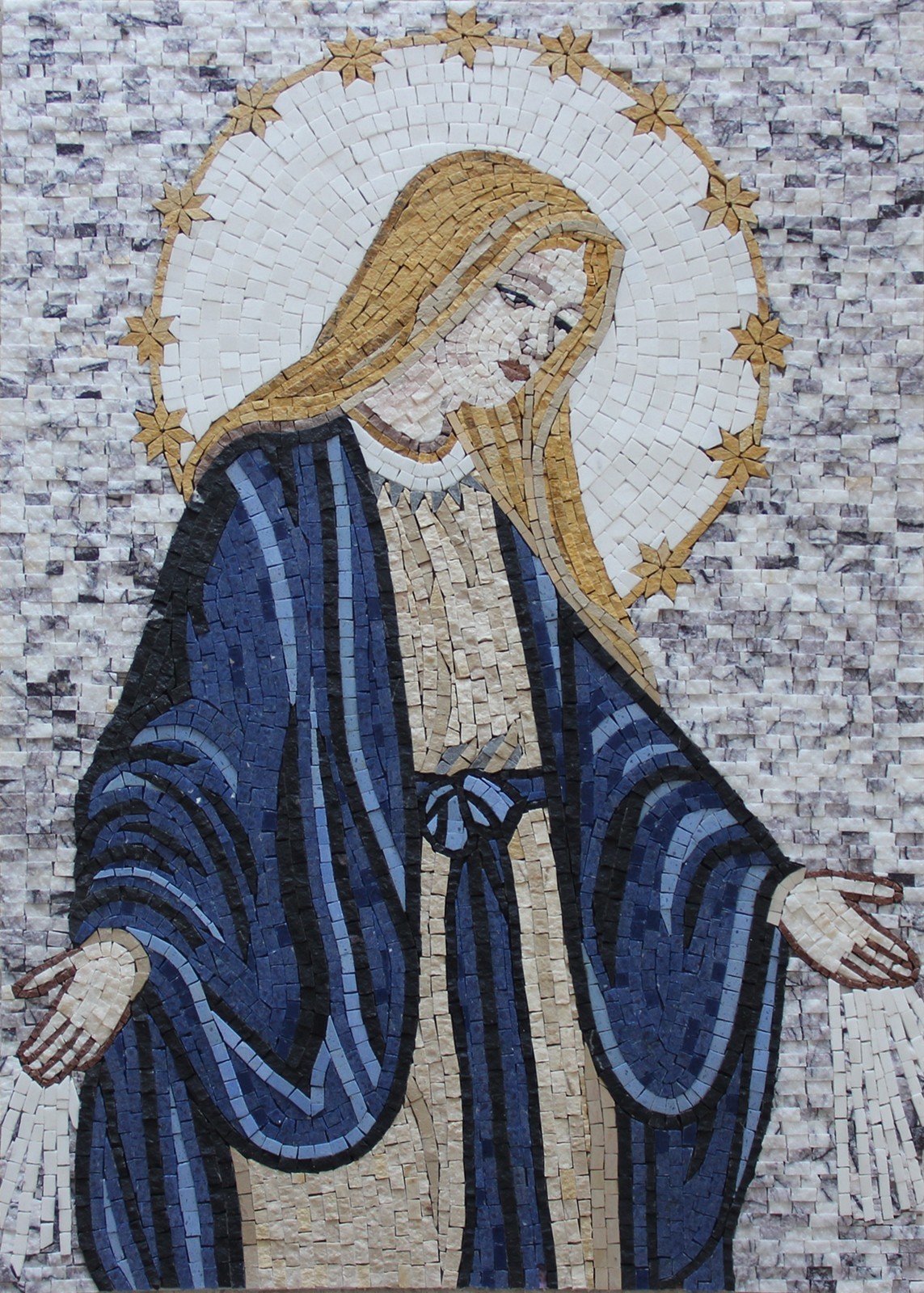 Mosaic Marble Tiles The Virgin Mary Icon Wall ART