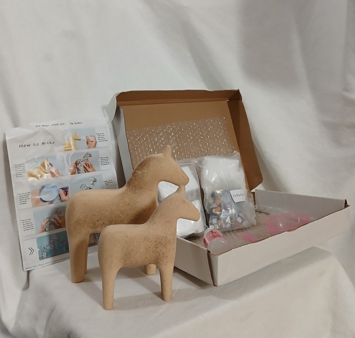Composite Sculpture Lg & Sm Horse Figures Mosaic Craft Kit DIY Art Decor NEW