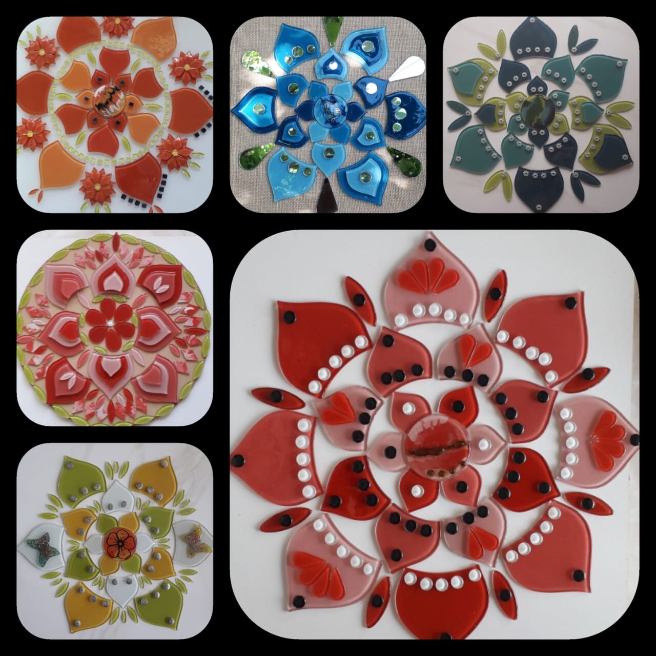 Mosaic Glass Tiles for crafts. MANDALA 30PCS. 3 Sizes. 11 colors. PREMIUN QLT.
