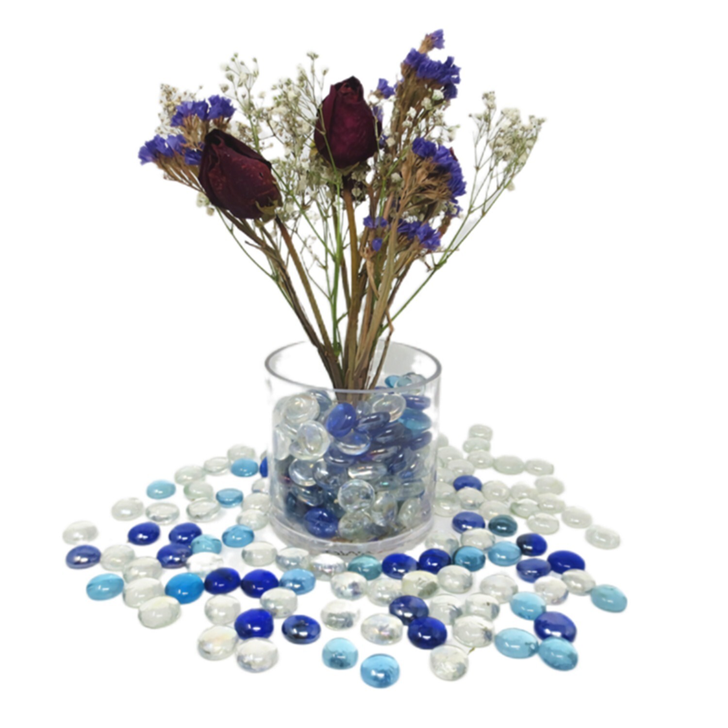 1200 Pcs Mixed Color Glass Gem, Pebbles, Mosaic Tile, Marbles Vase Filler (12LB)