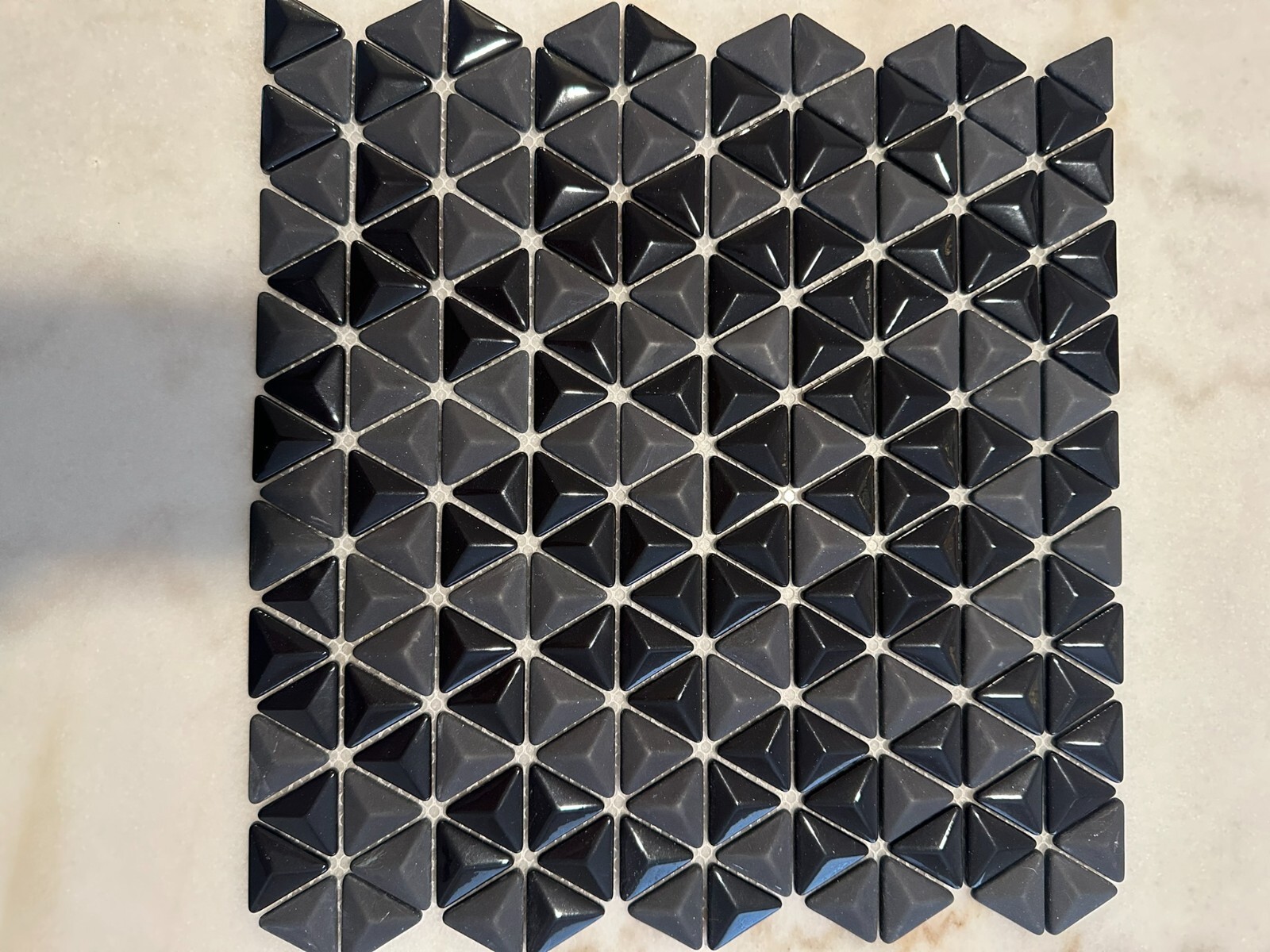 Black Triangle Matte and Glossy Mixed Mosaic Glass