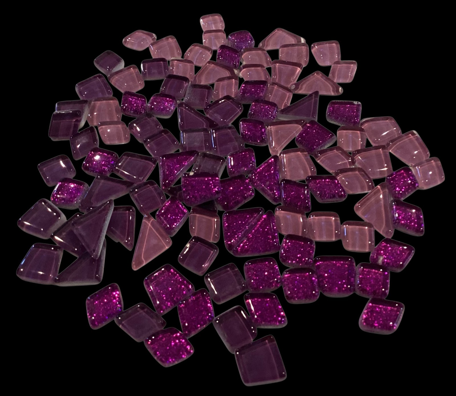Glass Pre-cut Irregular Shimmer/Glitter Purple Mix Smooth Glass Tile