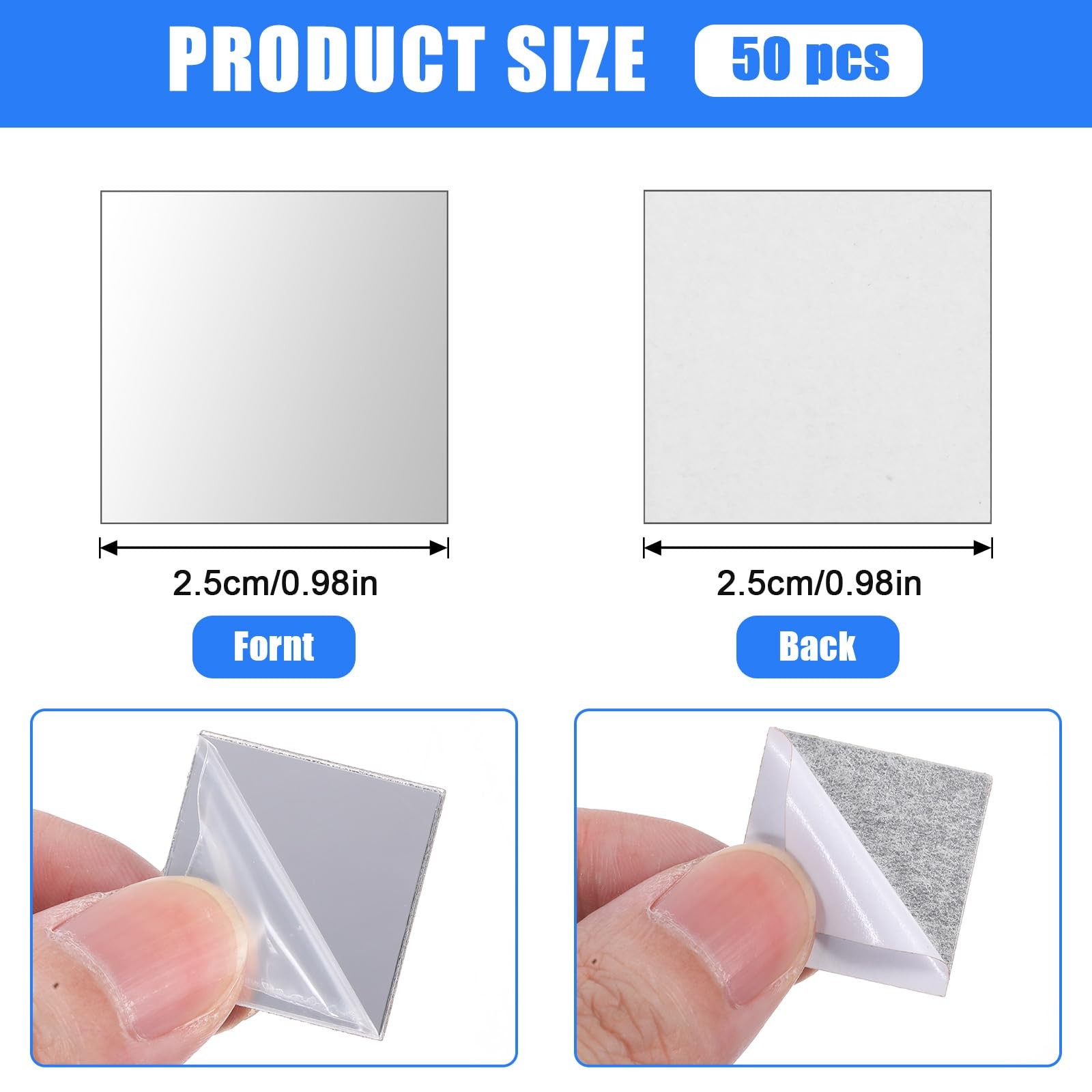 Lusofie 50 Pcs Square Mini Mirror Small Mirrors for Crafts 1″L x 1″W, Silver