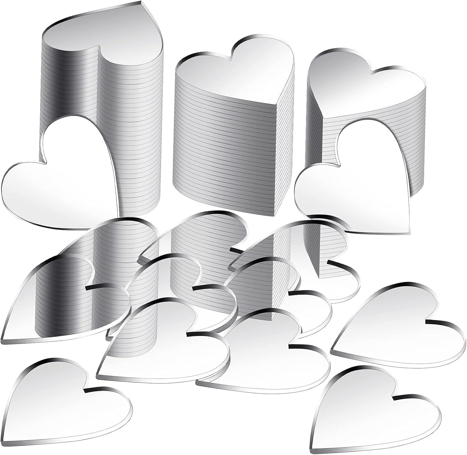 100 Pcs Heart Shaped Mirror Tiles, Tiny Mirrors for Crafts, DIY Mosaic Small Cir