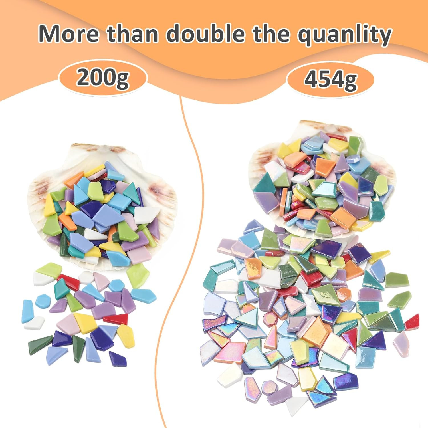Iridescent Glass Mosaic Tiles for Crafts Bulk,454G Broken Mosaic Glass Pieces fo