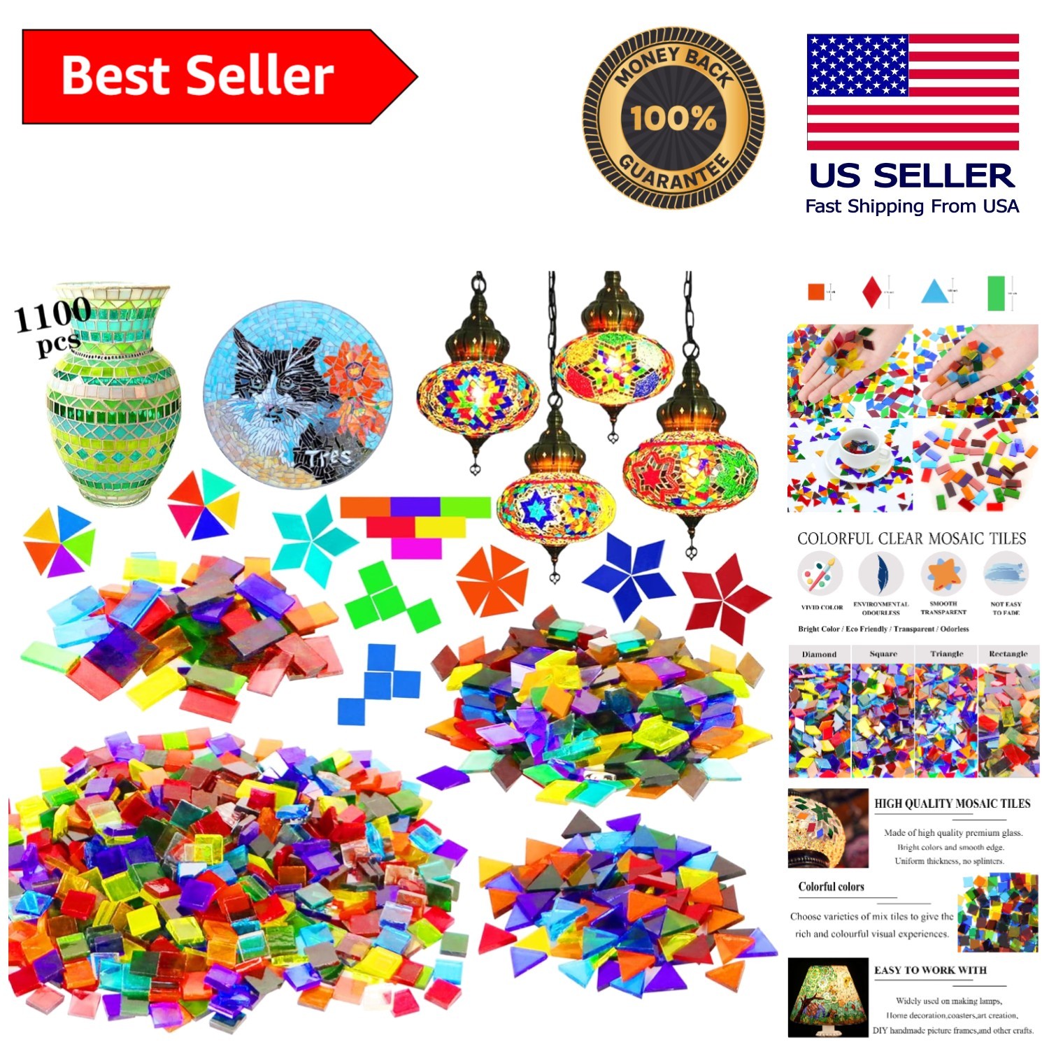 Versatile 1100 Pcs Mosaic Tile Set – Perfect for DIY Projects & Gifts
