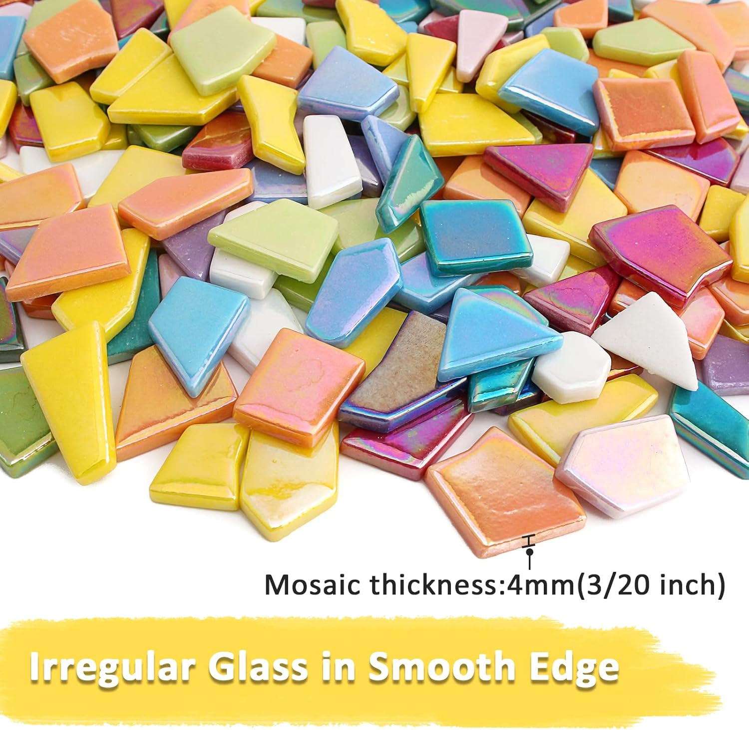 Iridescent Glass Mosaic Tiles for Crafts Bulk,454G Broken Mosaic Glass Pieces fo