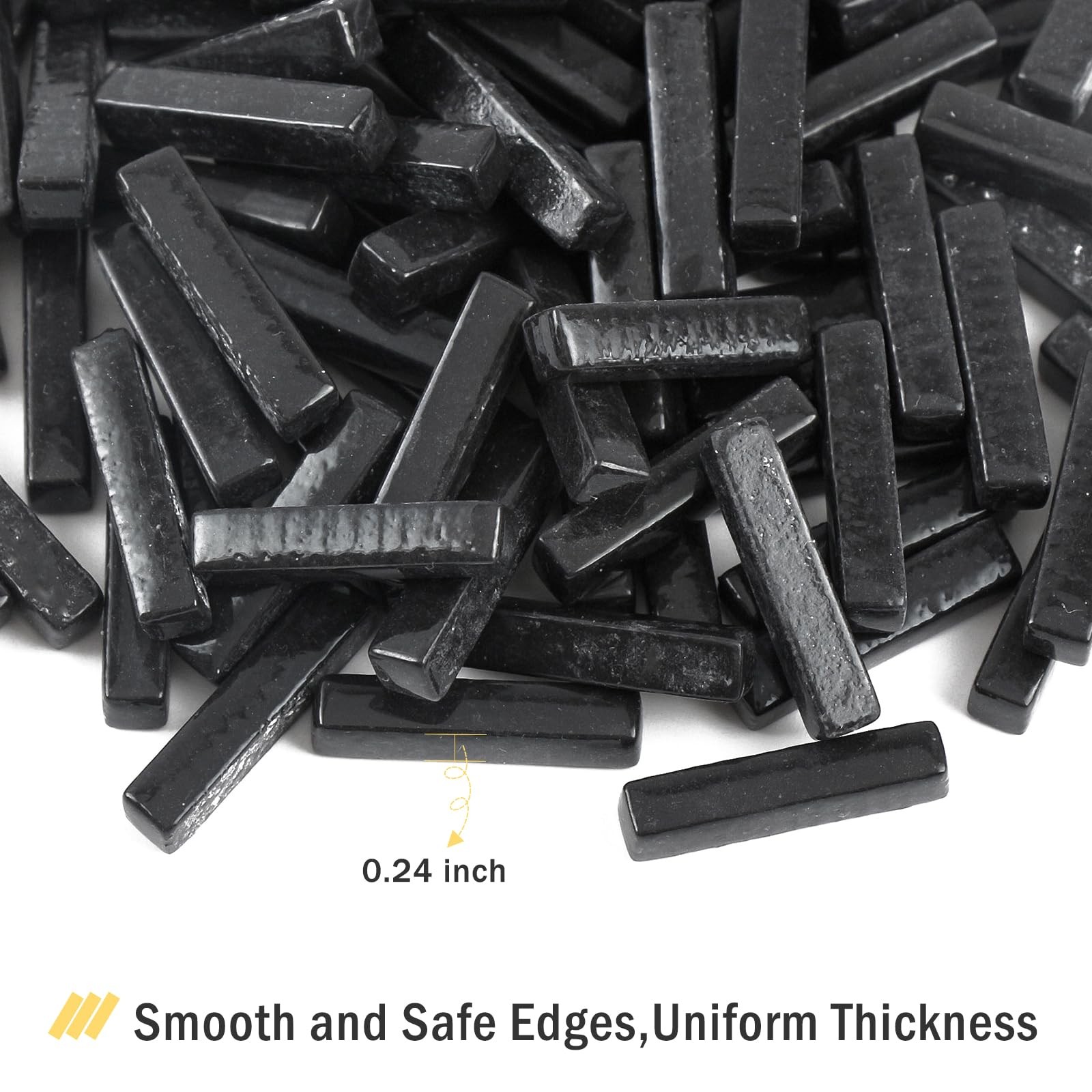 Glass Mosaic Tiles for Crafts Bulk,150g Black Strips Mosaic Glass Pieces,Glas…