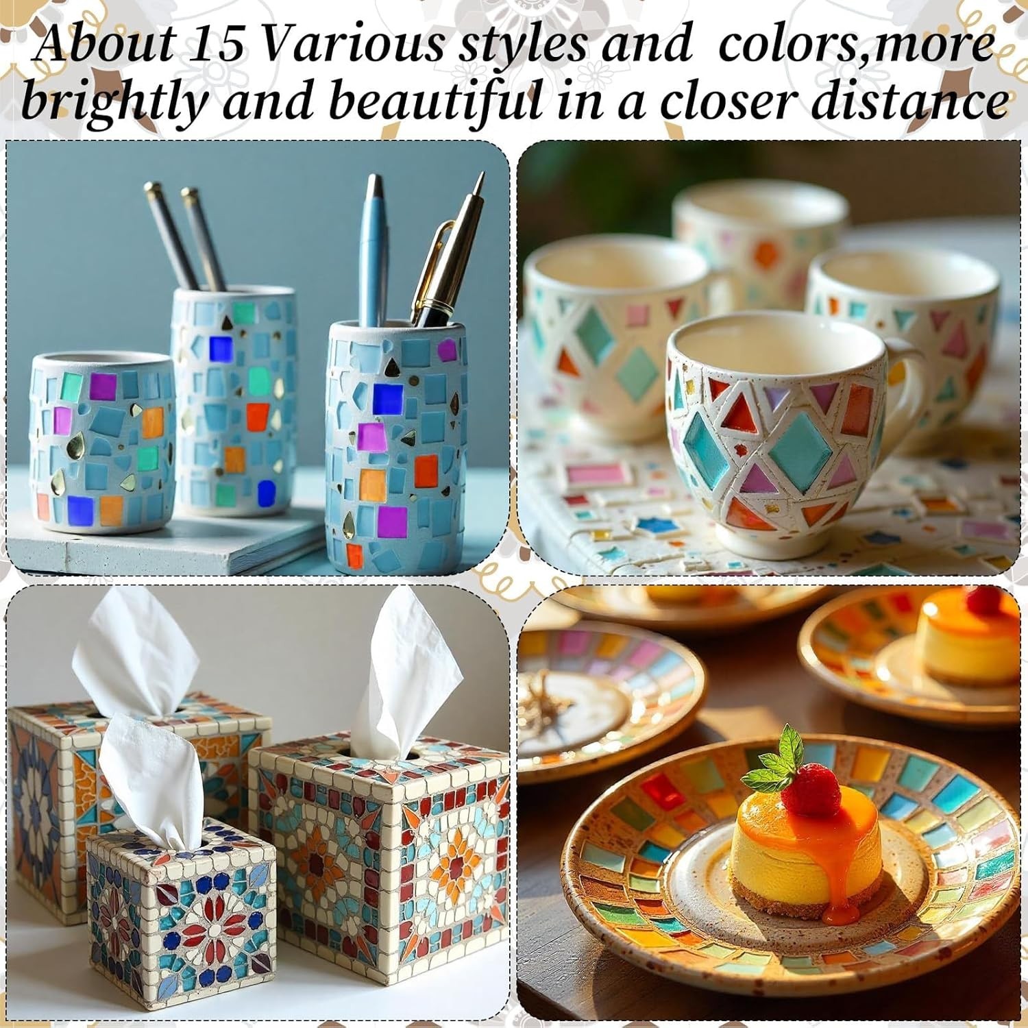 2.2lb Assorted Color Glass Mosaic Tiles – 1000 Pcs Irregular Cut for Home Decor