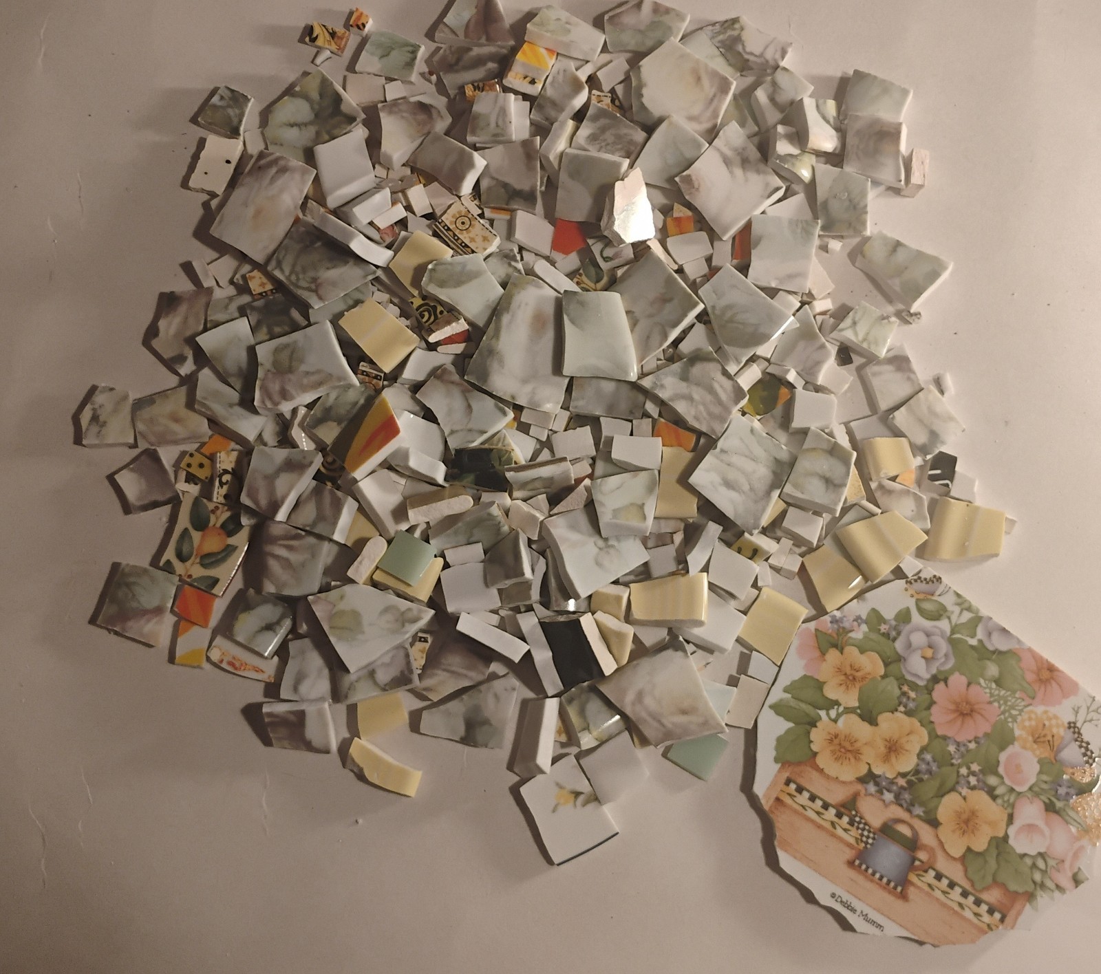 1.10 Lbs Light Green And Yellow Broken China Plate Lot #50 Mosaic Tiles