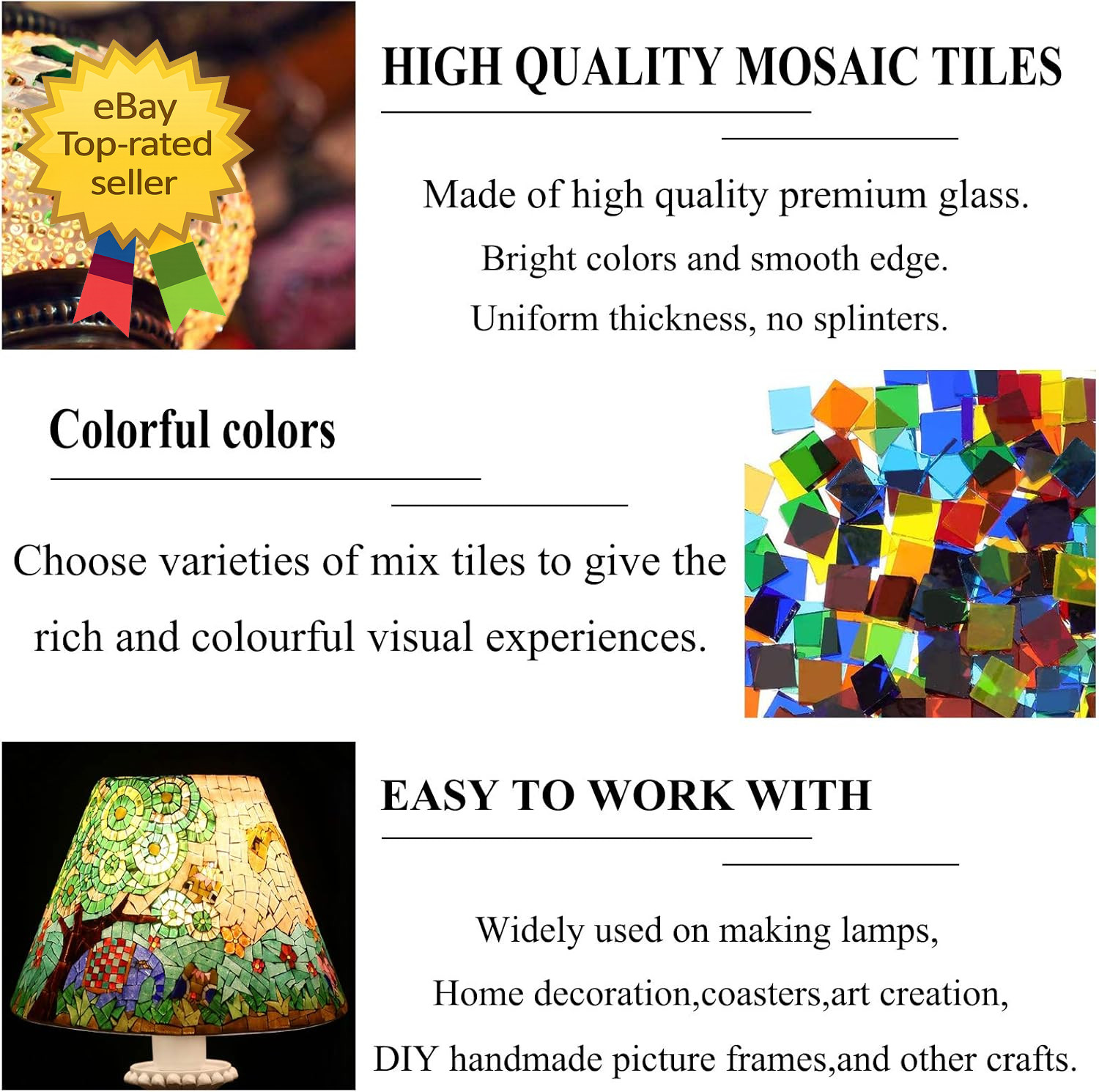 1100 Pcs Glass Mosaic Tiles Bulk Stained Mosaic Pieces Crafts DIY HomeDecoration
