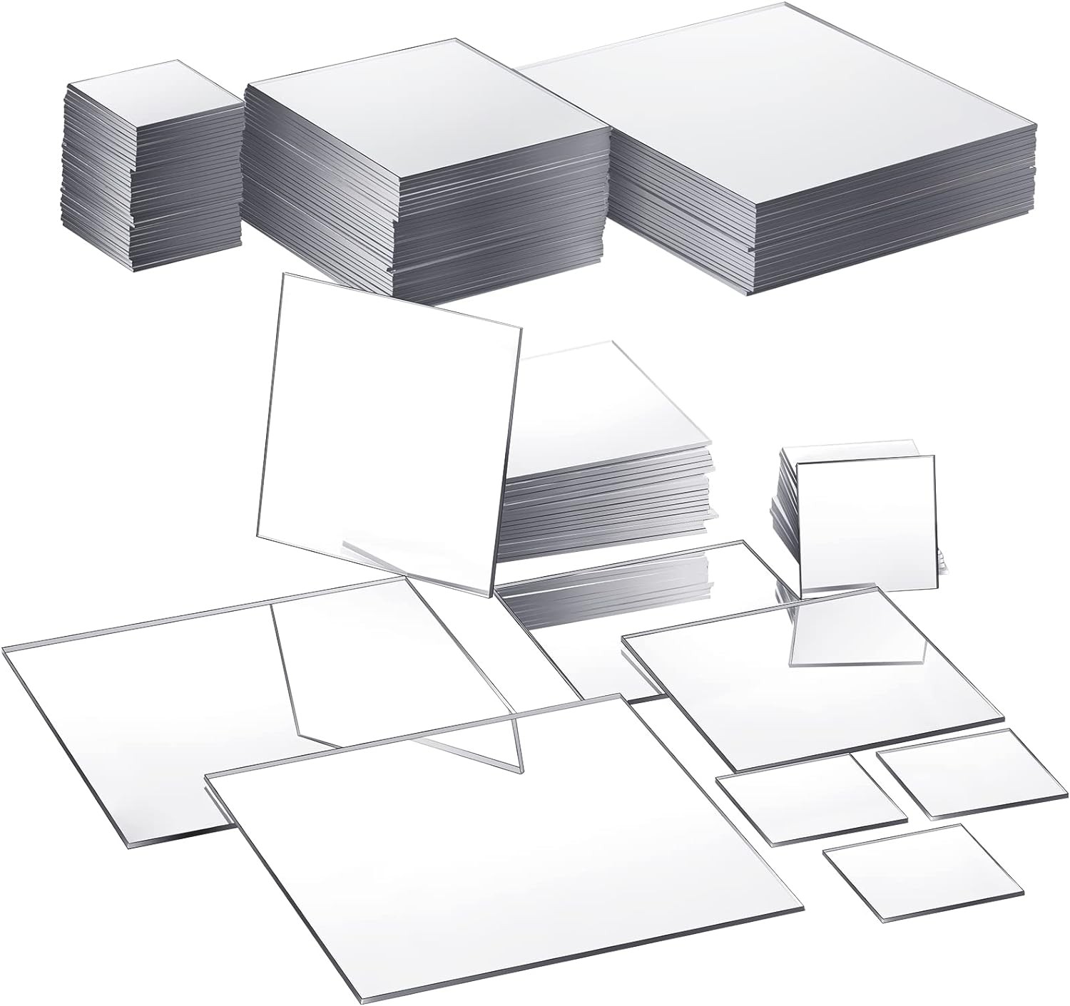 50 Pcs Mini Square Mirror Tiles Adhesive Craft Mirrors for DIY Projects Home Dec