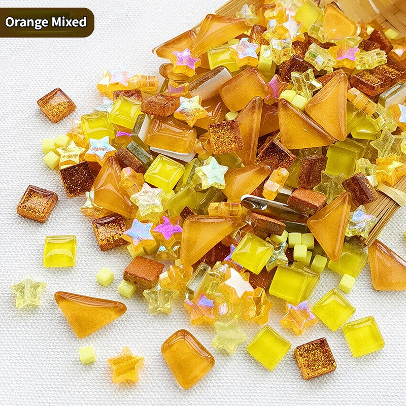 350PCS DIY Glass Bulk Mosaic Tiles Star Square Assorted Creative Home Art Decor
