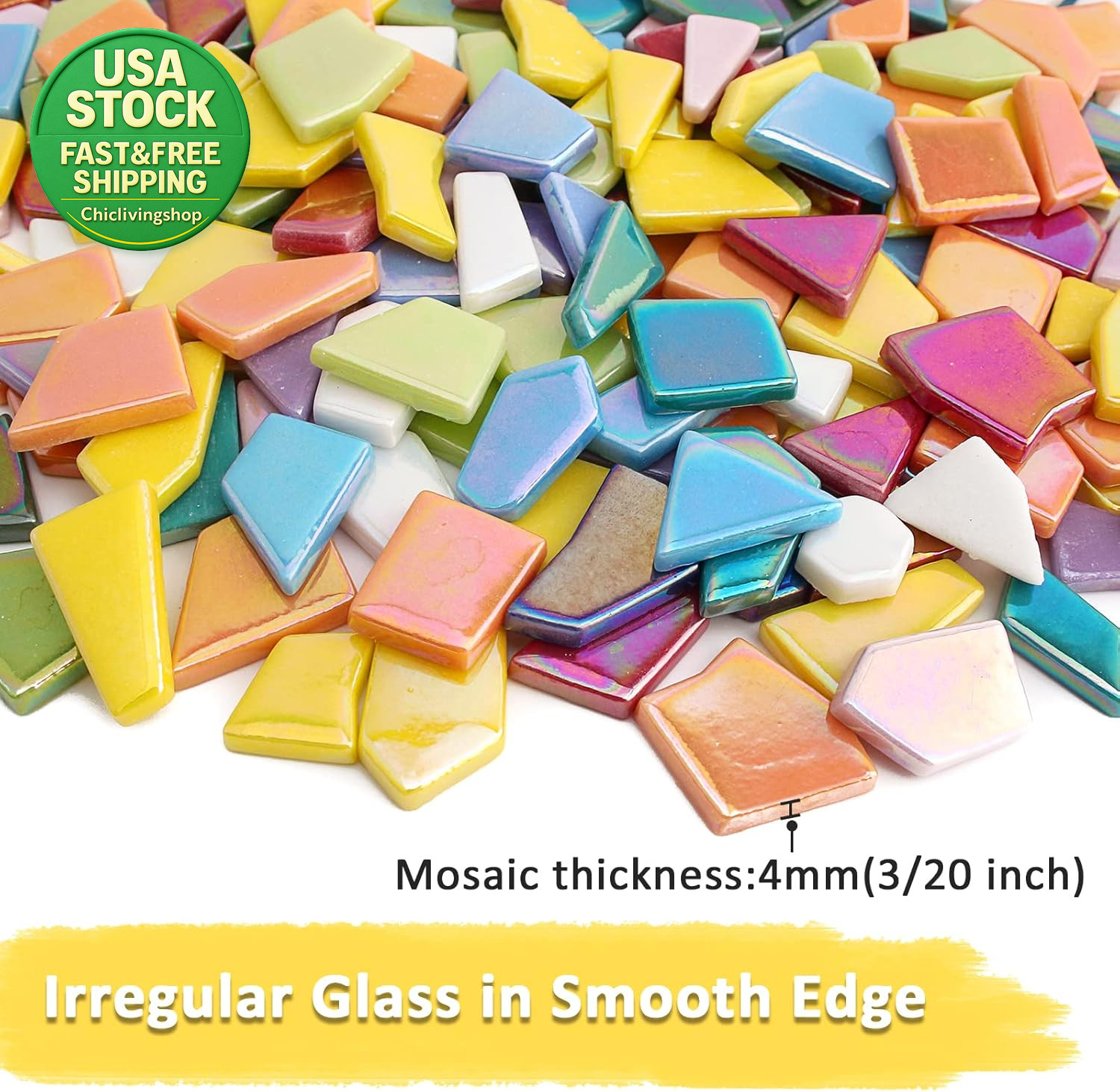 Iridescent Glass Mosaic Tiles 454G Bulk Broken Pieces DIY Art Craft Decor