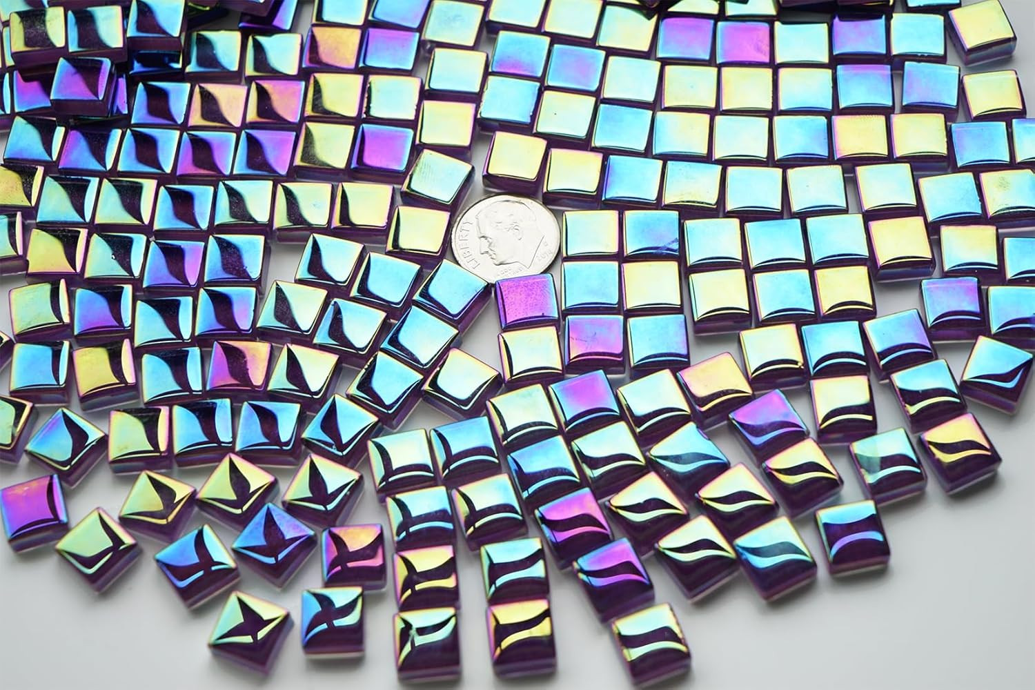 300G Iridescent Mosaic Tiles for Crafts, 335Pcs Small Crystal Glass Purple