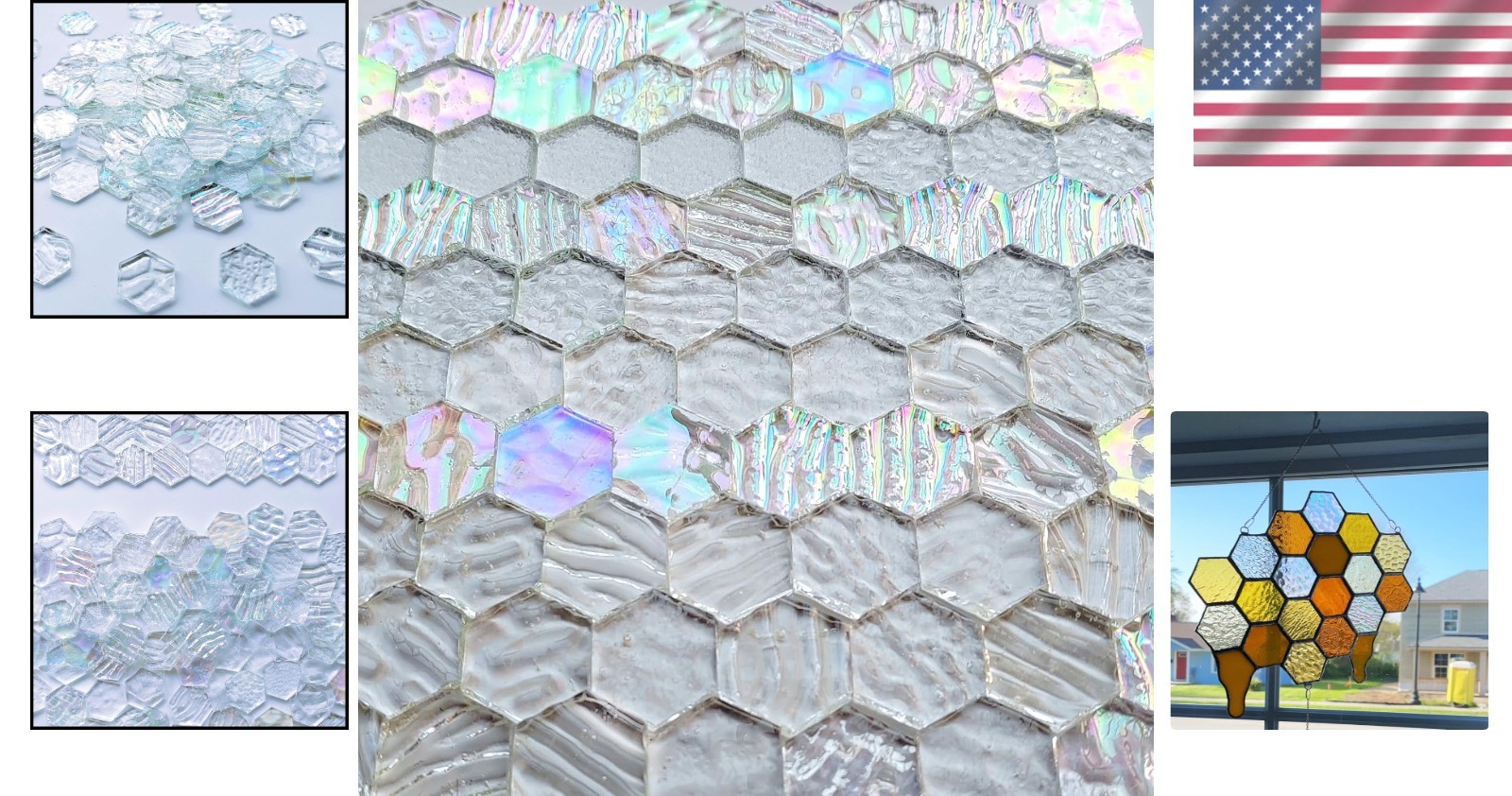 DIY Mosaic Craft Kit: 100 Hexagon Iridescent White Glass Tiles for Art Projects
