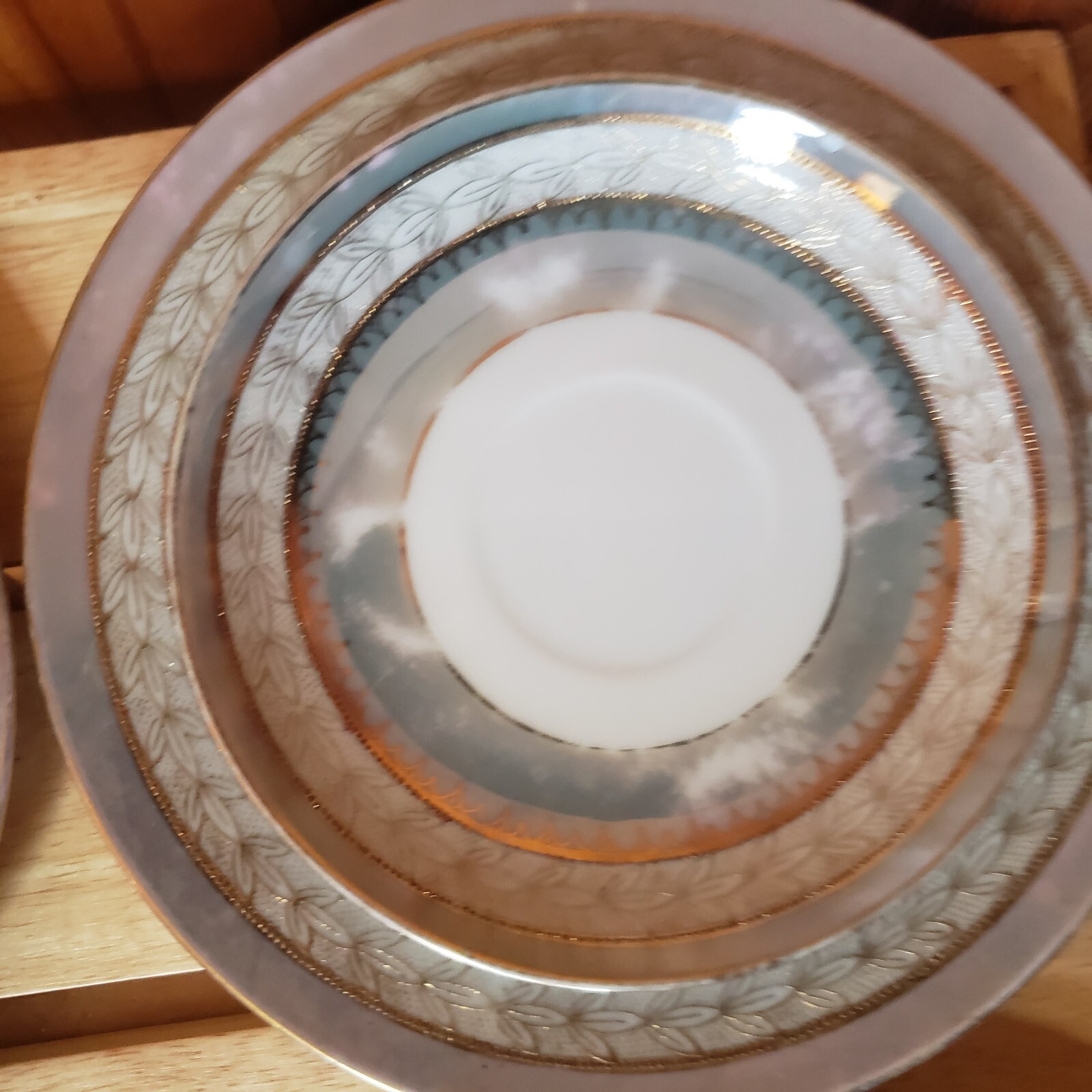 Faded Blue Lusterware China Handpainted for Mosaics Or Jewelry Making Gold Trim