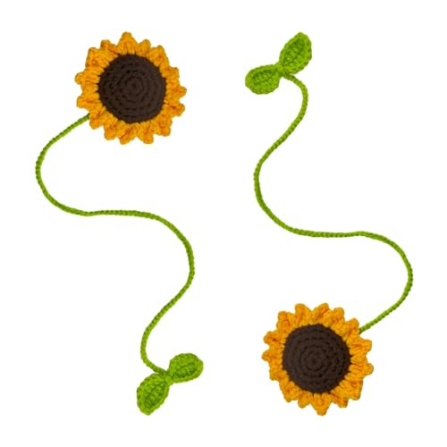 2 Pieces Handmade Sunflower Car Accessories Sunflower Pendants Car Mirror