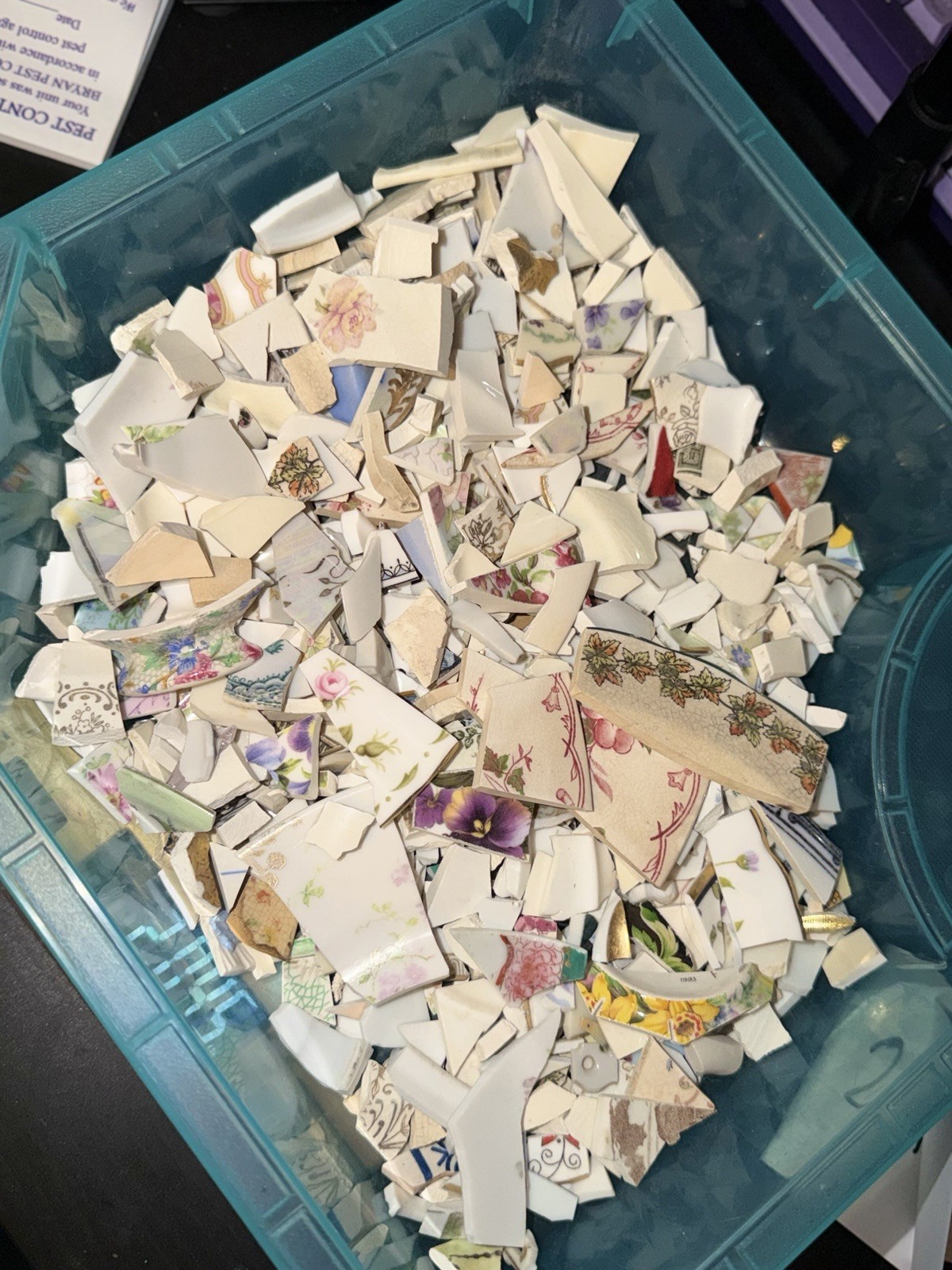 Over 2 Lbs Heavily Mixed Vintage Scrap Glass For Mosaic And Jewerly