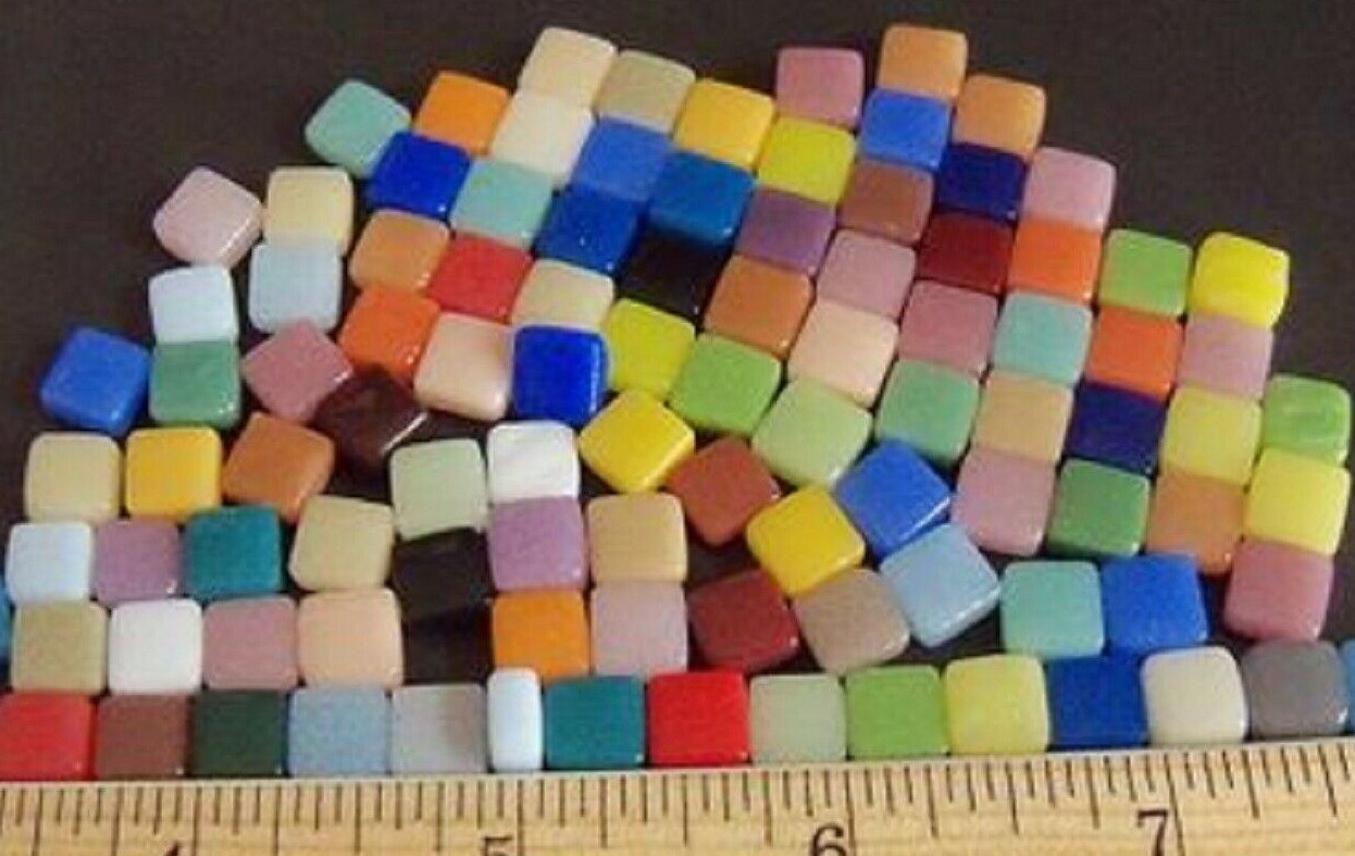 100 – 8 mm Recycled Glass Mixed Colors Mosaic Tiles – 4 mm thick – Mixed Media