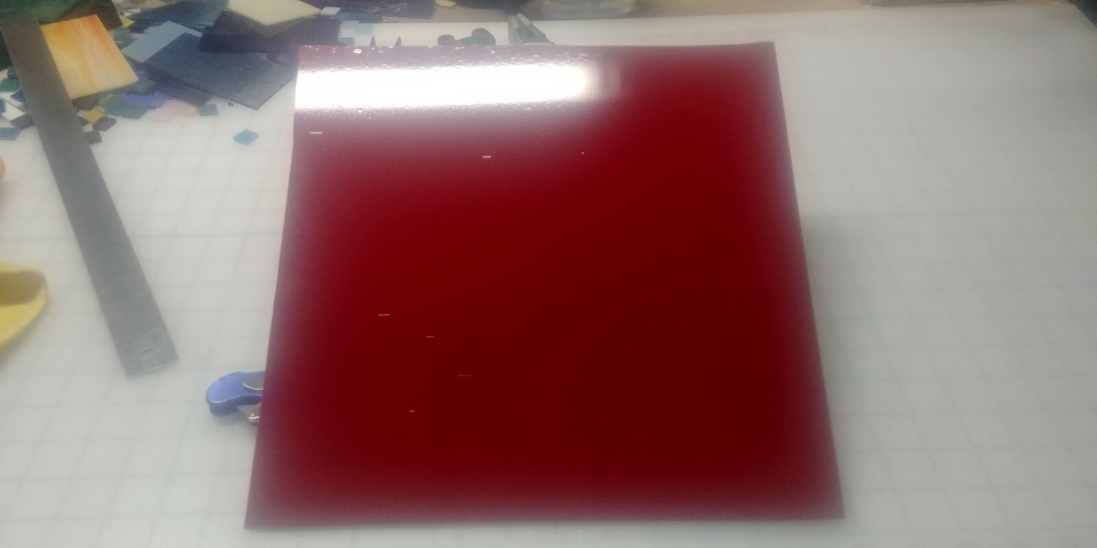 NEW! Dark Red Opaque COE 96 Fusing 110 TILES or 4X7″ SHEET
