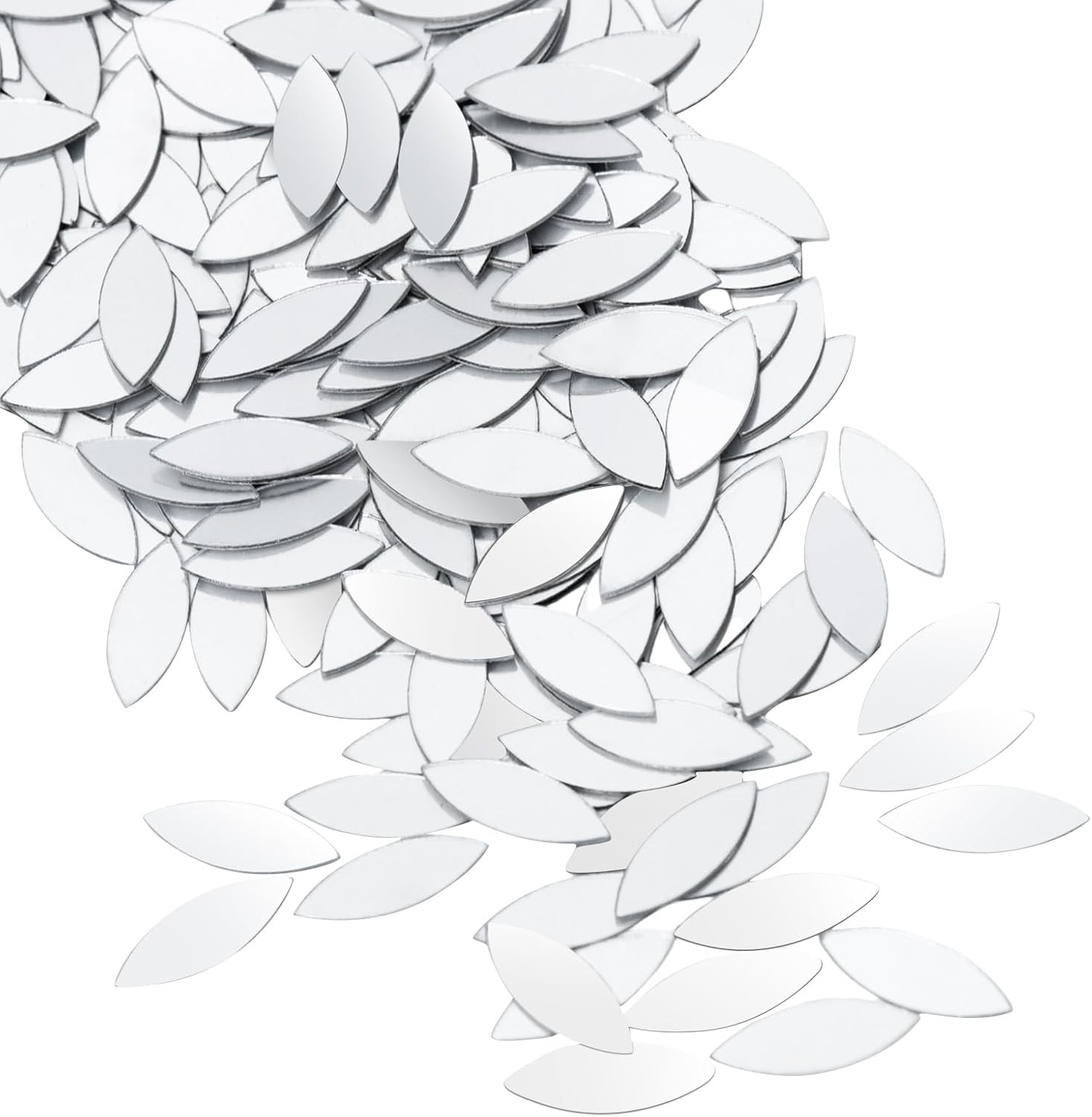 300Pcs Mini Leaf Shape Craft Mirrors Mosaic Tiles Self Adhesive | 1 Inch Small A