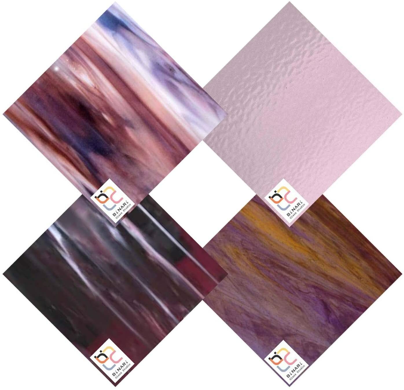 Wissmach 4 Sheet Color Variety Stained and Mosaic Glass, Purple Marble (8″x6″)
