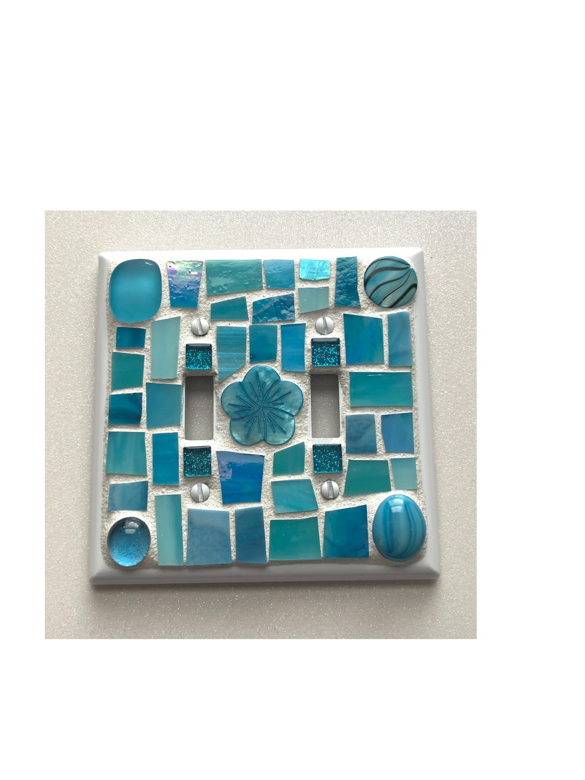 Mosaic Turquoise/Aqua Double Switch Plate – Stained Glass