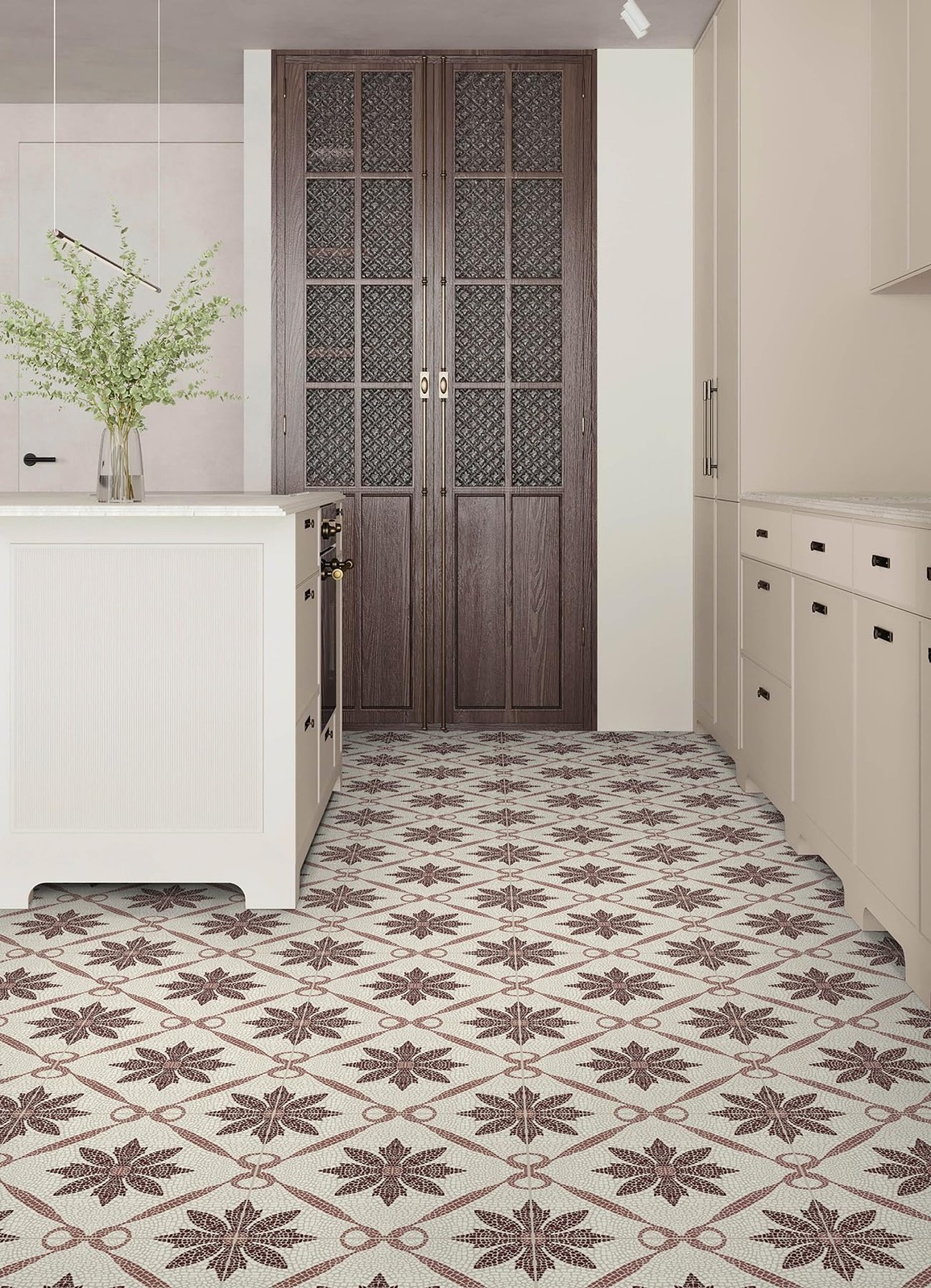 Jamila Burgundy Peel Stick Floor Tiles FP6299 Vinyl Flooring Home Decor
