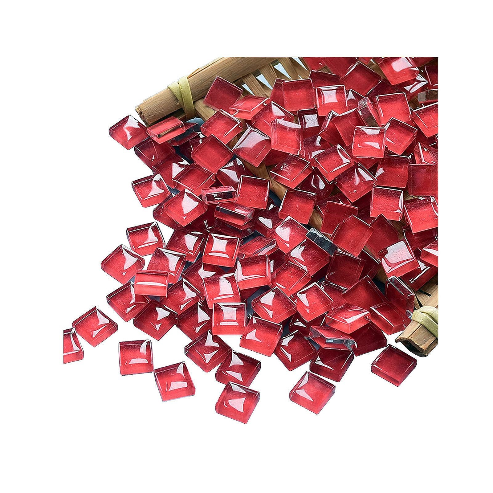 Mosaic Tiles Squares Deep Red Crystal Mosaic Glass Tile for Crafts Bulk DIY