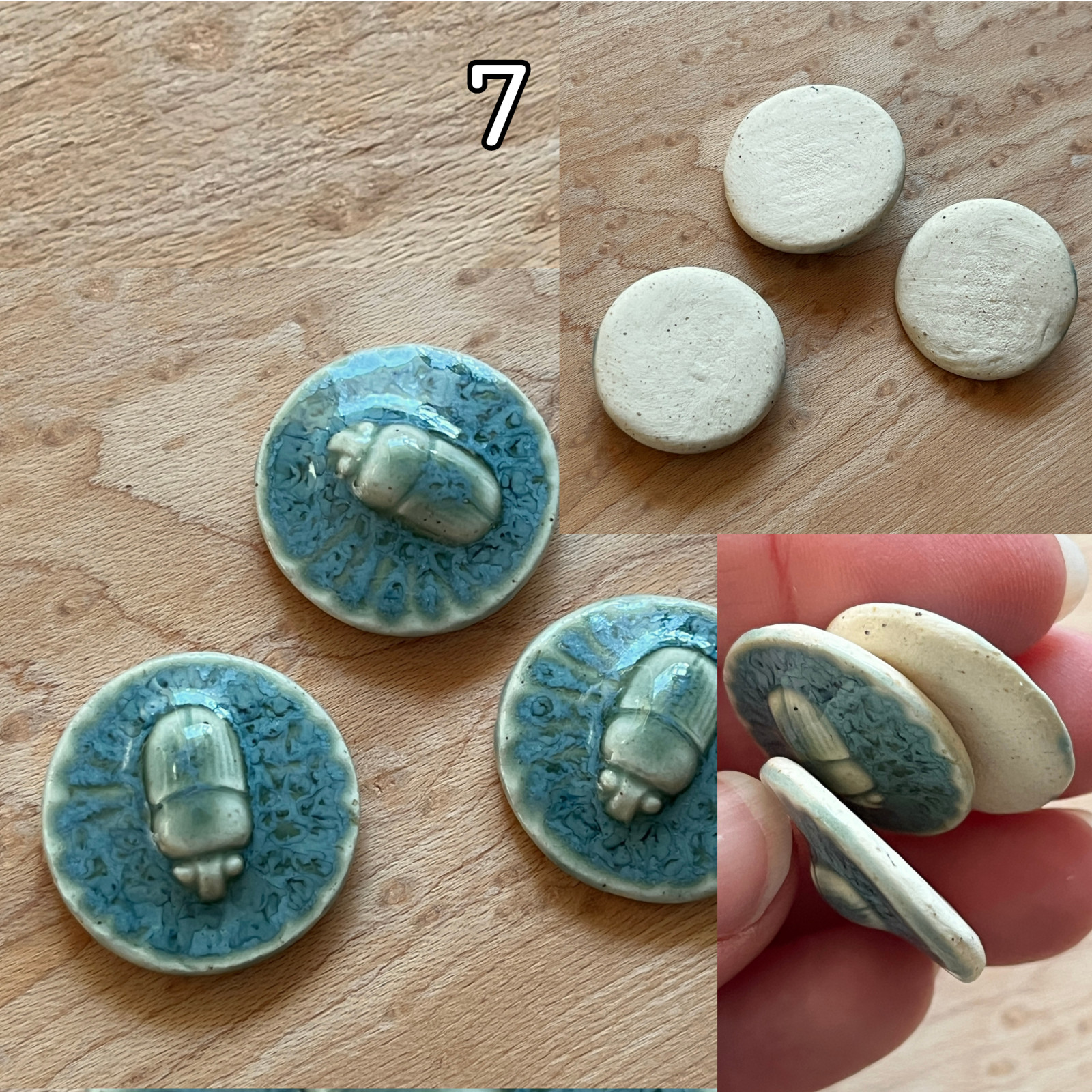 Handmade Ceramic Mosaic Tiles U-Pick: Hearts, Owl, Cat, Flower, Seahorse, Shell