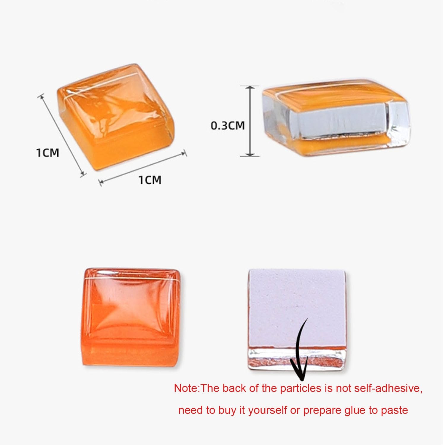 1100pcs Mixed Colors Glass Mosaic Tiles, DIY Tiles 10×10 mm, Multi-Mix