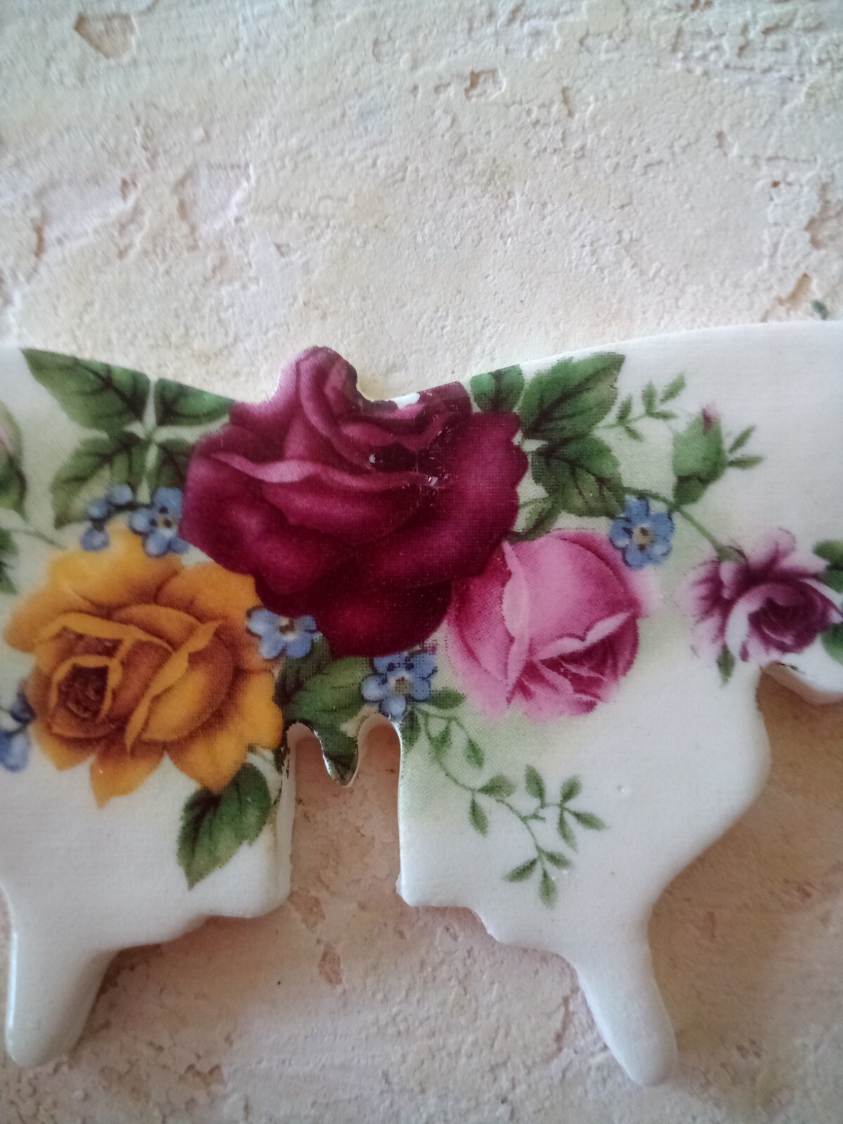 Mosaic Tiles set rose Butterfly 2 Summer Garden handmade craft chic clay G021