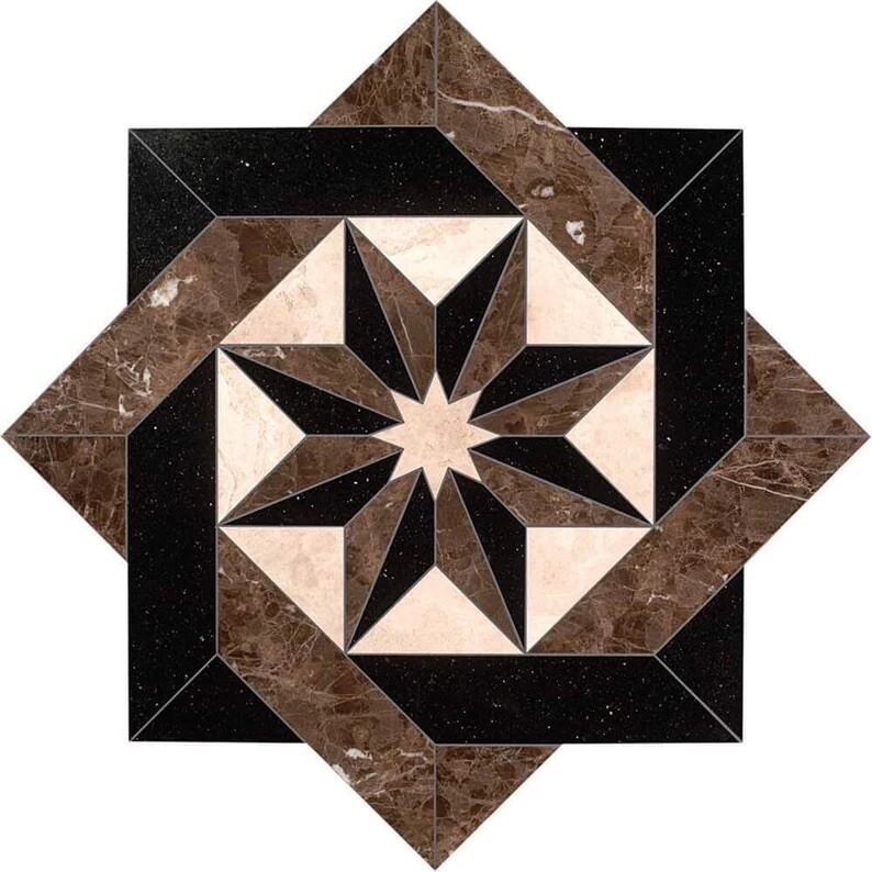 Tile Floor Medallion Marble Mosaic 40”x40”