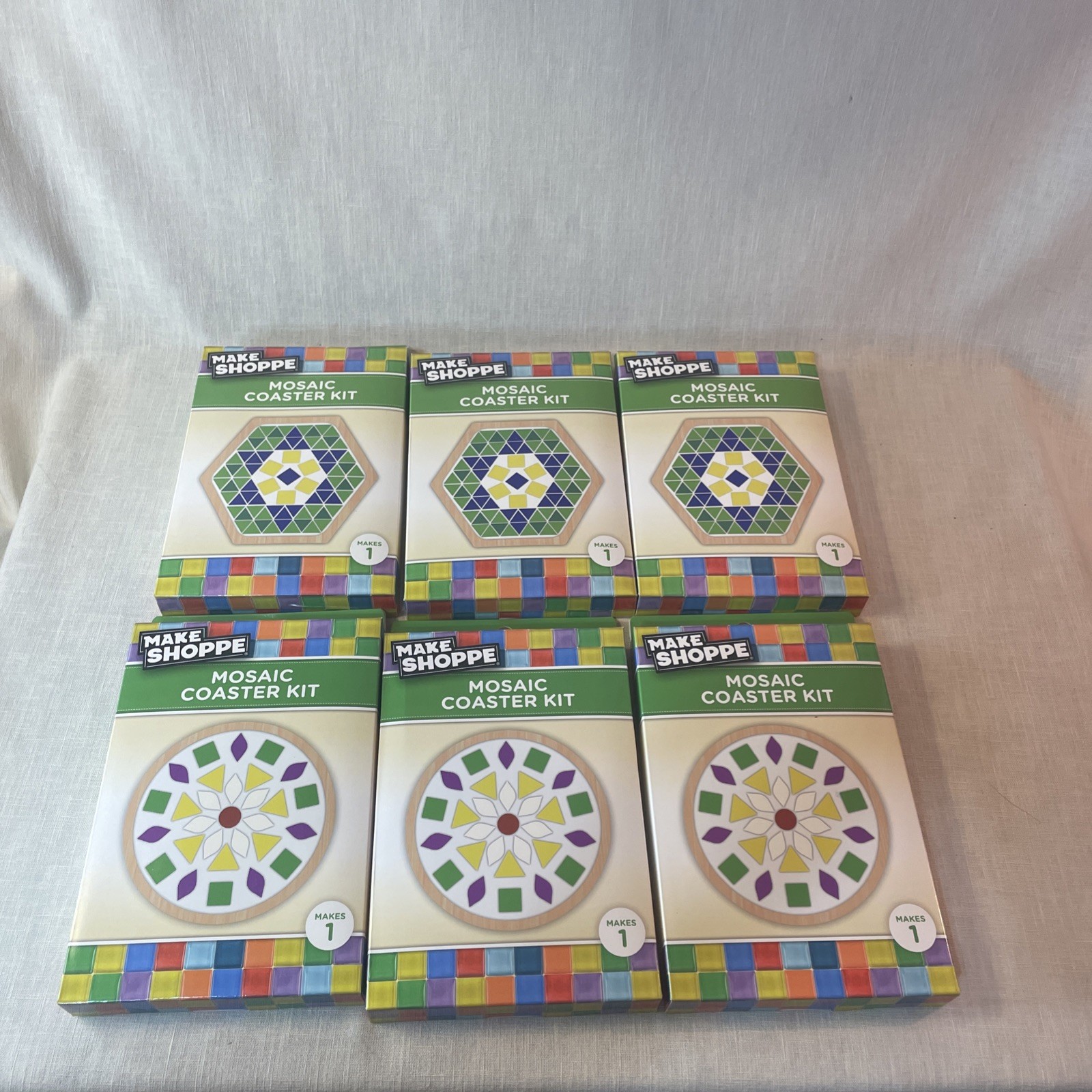 (Lot of 6) MOSAIC COASTER KIT -Do It Yourself Craft Kit Decoration -NEW in Box