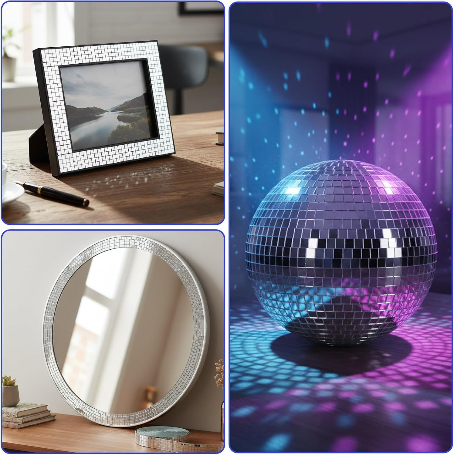 15000PCS Disco Ball Mirror Tiles Self Adhesive Mosaic Tiles for Crafts, 5X5 Mm