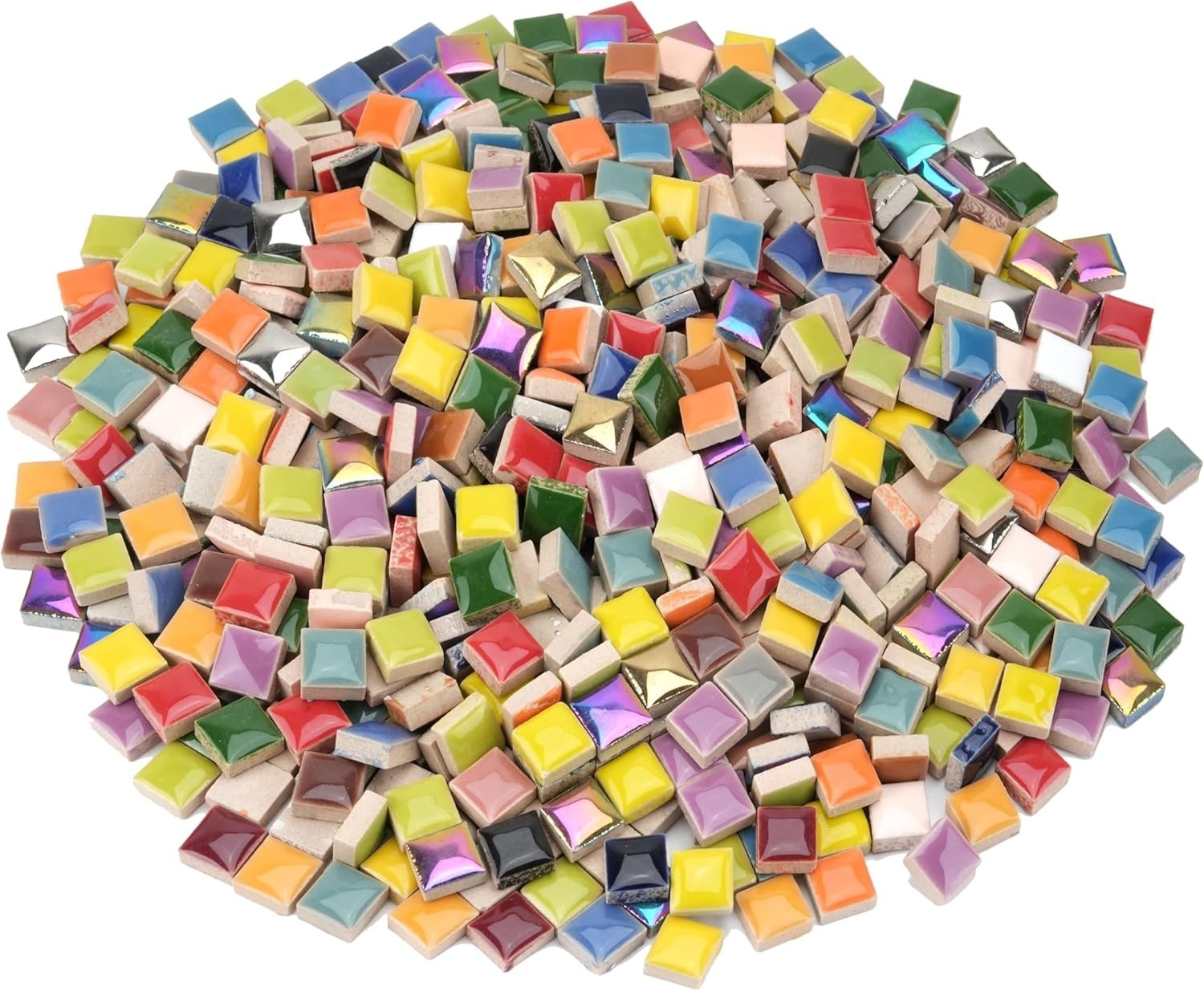 2.2LB Mini Ceramic Square Tiles for Mosaic, Colored Mosaic Ceramic Tiles, 12Mm X