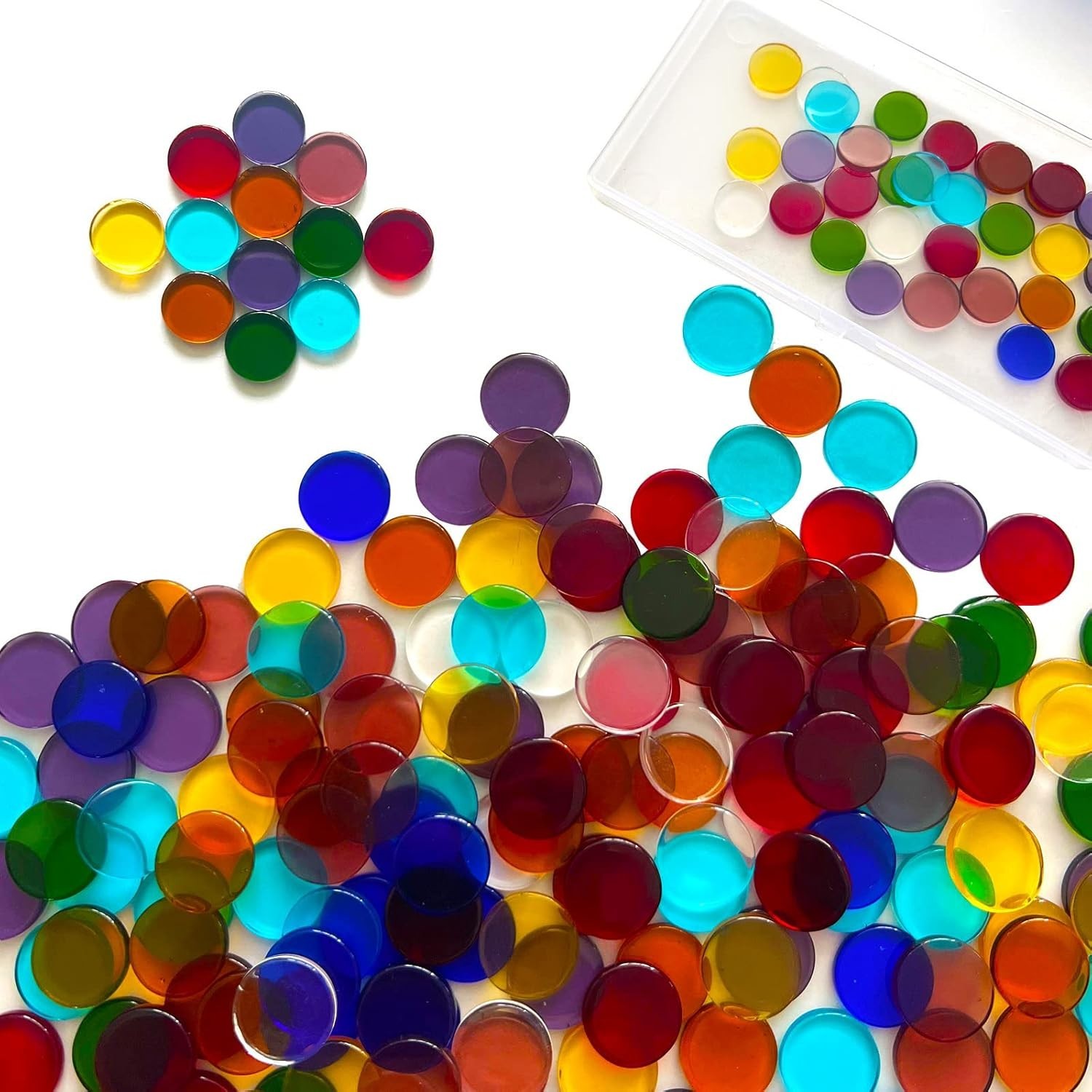 220 Pieces Stained Crystal Glass Gems Mosaic Tiles for Transparent / Circle