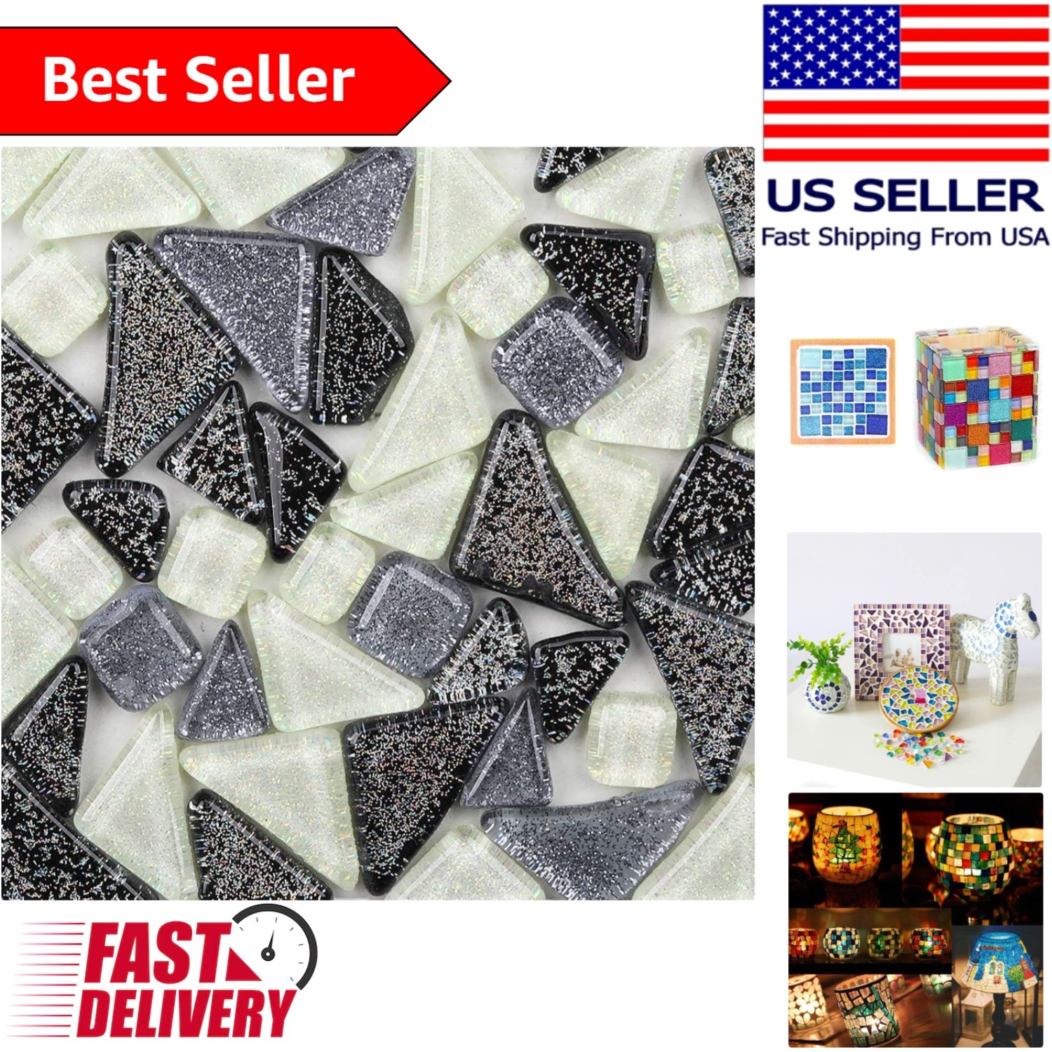 200g Sparkling Mosaic Tiles in Various Shapes – Ideal for Home Decoration