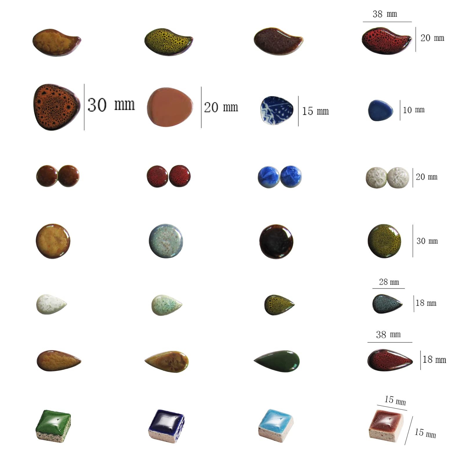200G Ceramics Mosaic Tiles Random Color Raindrops Shape Mosaic Ceramics Pieces